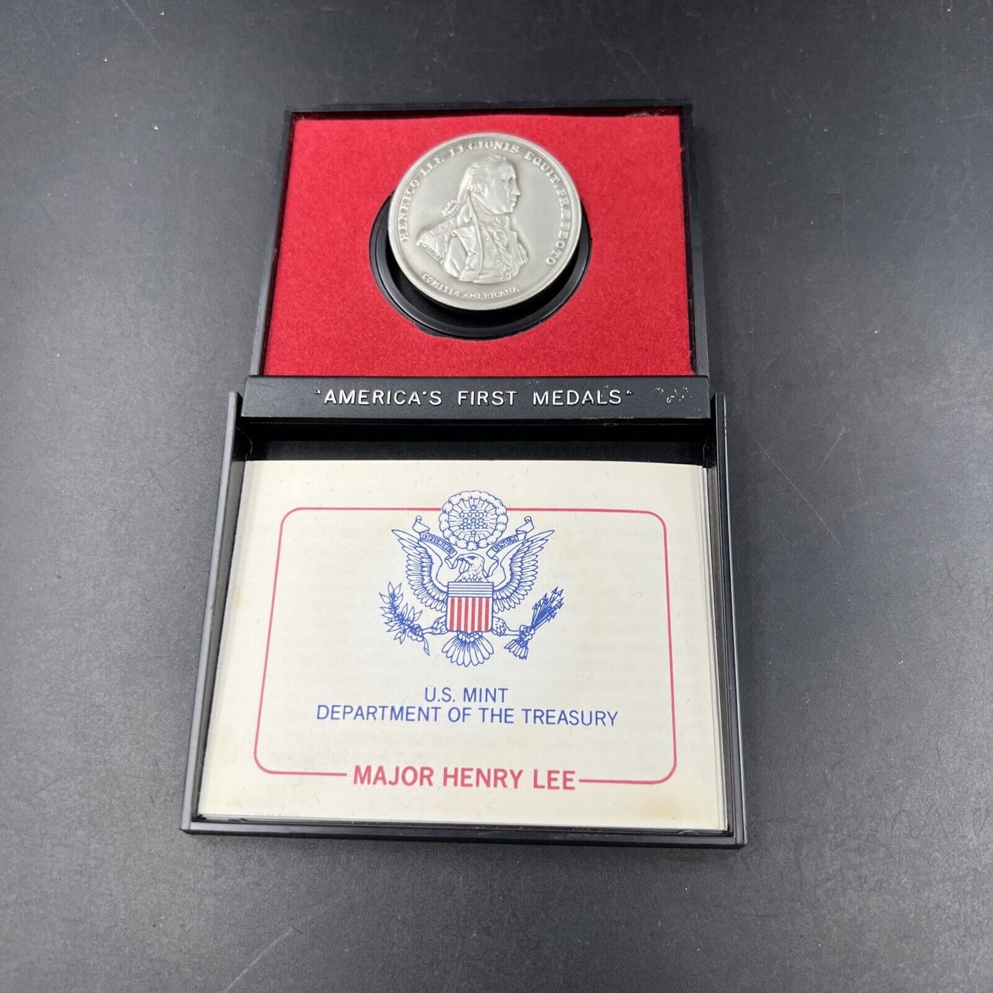 MAJOR HENRY LEE Americas First Medals Pewter Medal in Case