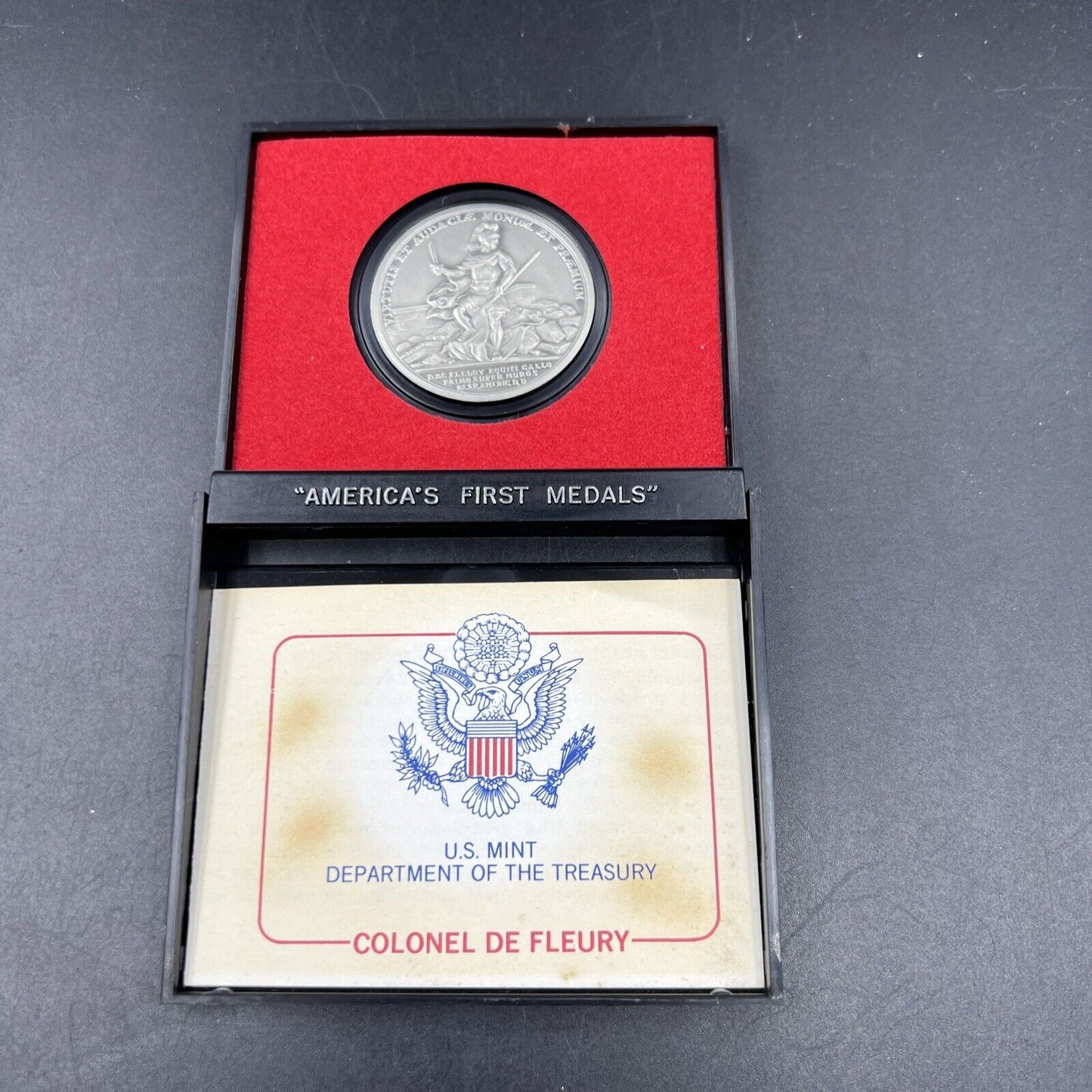 Colonel De Fleury Americas First Medals Pewter Medal in Case