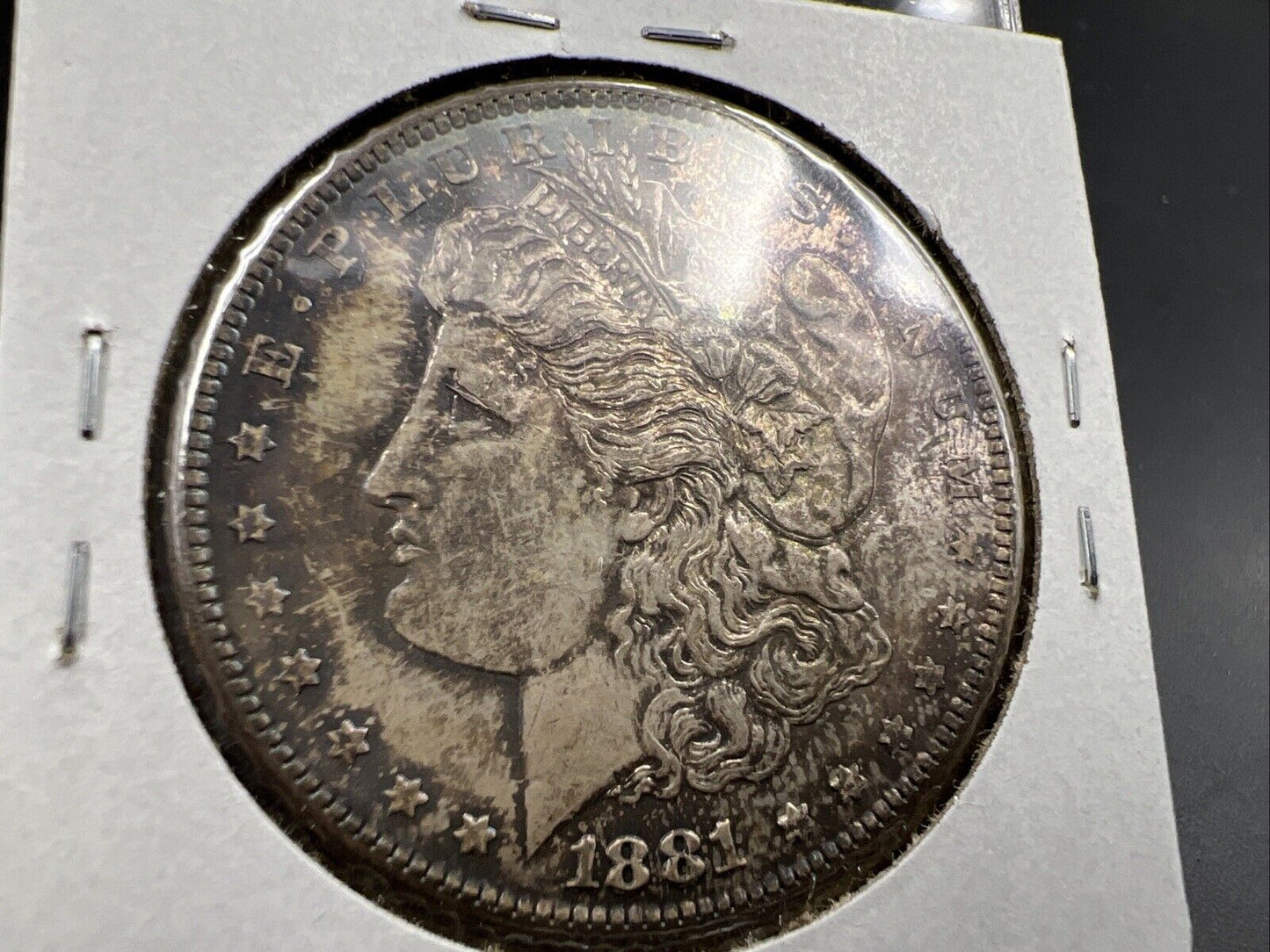 1881 S $1 Morgan silver Dollar Coin Choice AU About UNC Neat Toning Toner