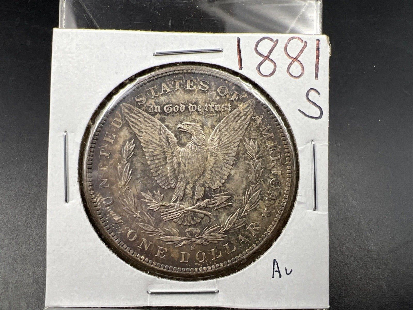 1881 S $1 Morgan silver Dollar Coin Choice AU About UNC Neat Toning Toner