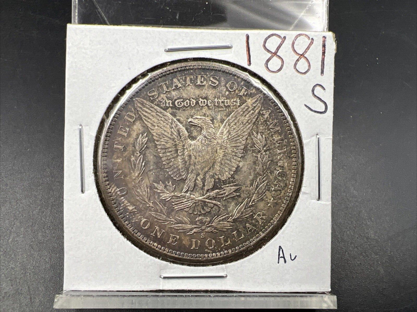 1881 S $1 Morgan silver Dollar Coin Choice AU About UNC Neat Toning Toner