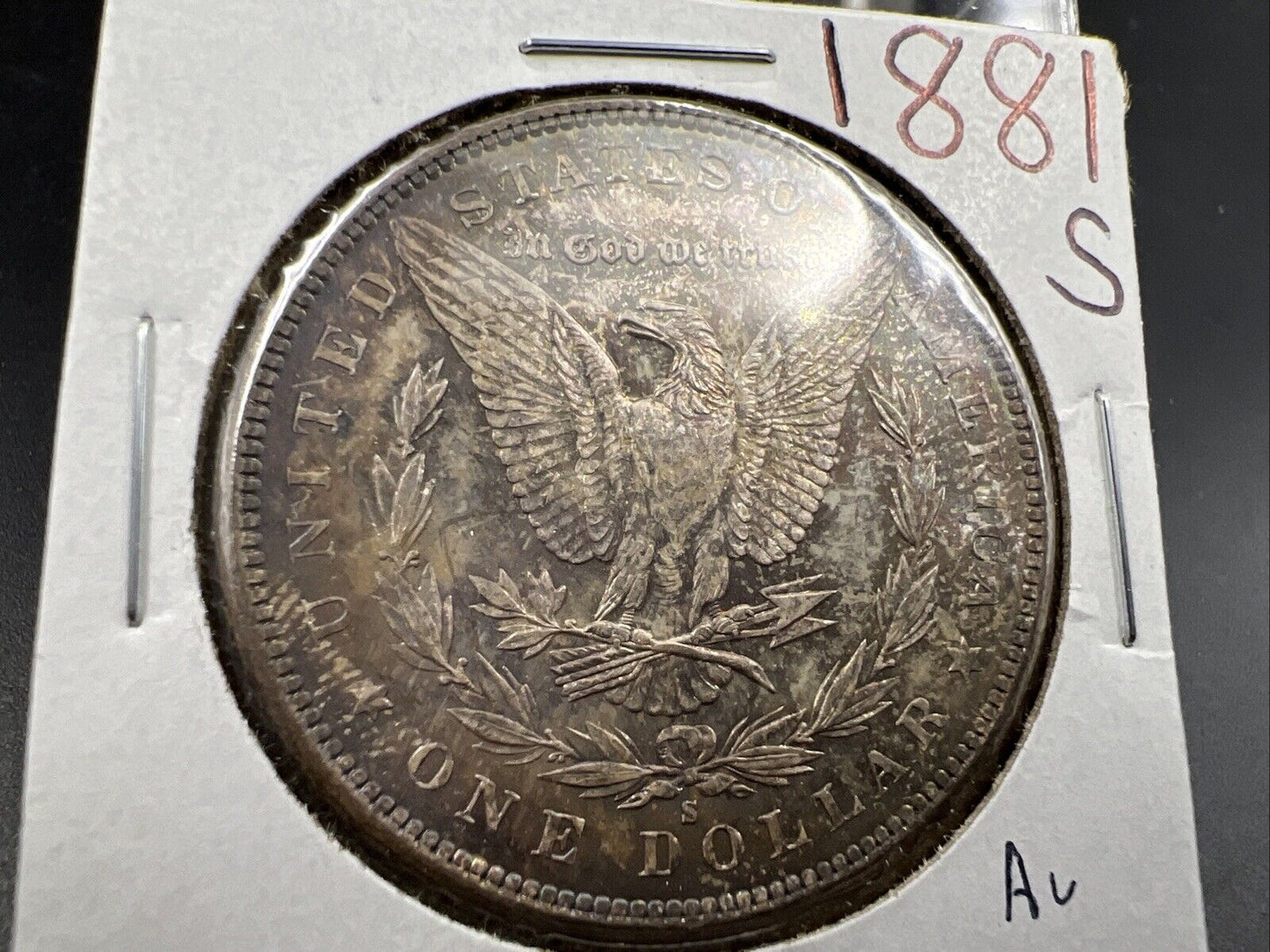 1881 S $1 Morgan silver Dollar Coin Choice AU About UNC Neat Toning Toner