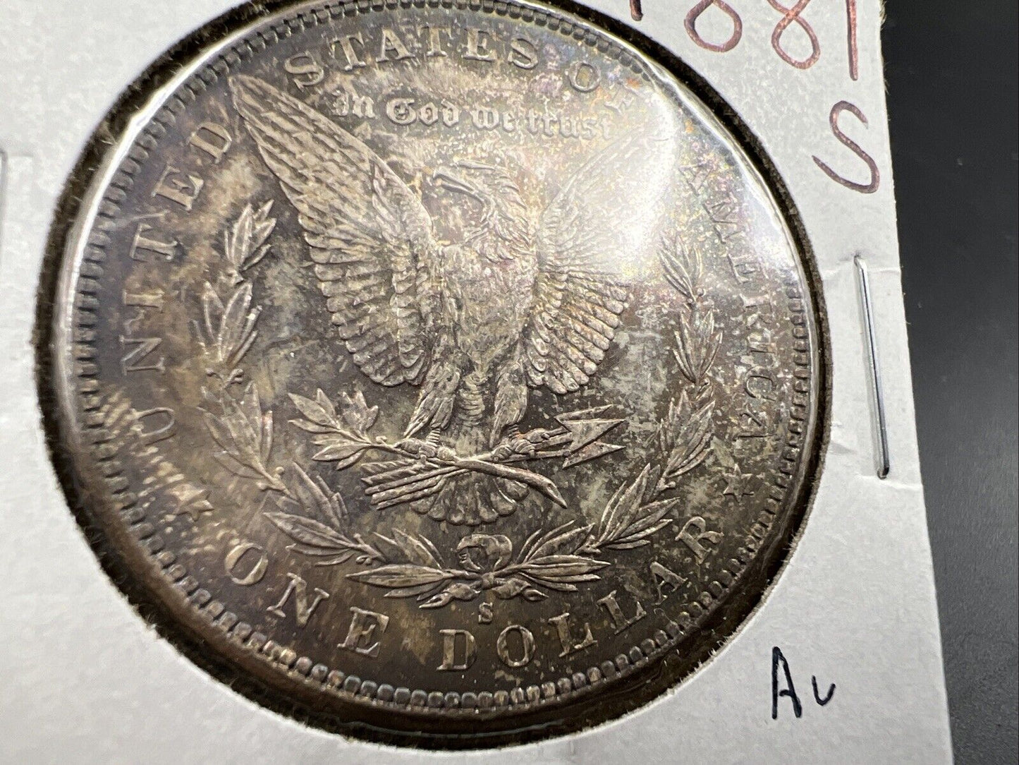 1881 S $1 Morgan silver Dollar Coin Choice AU About UNC Neat Toning Toner