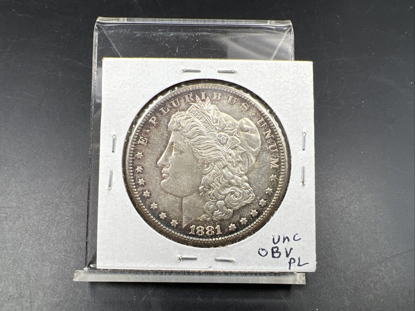 1881 S $1 Morgan silver Dollar Coin BU UNC Neat Toning Toner