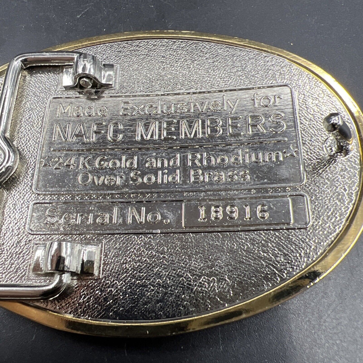 Charter Member North American Fishing club Gold Rhodium plated Brass Belt Buckle