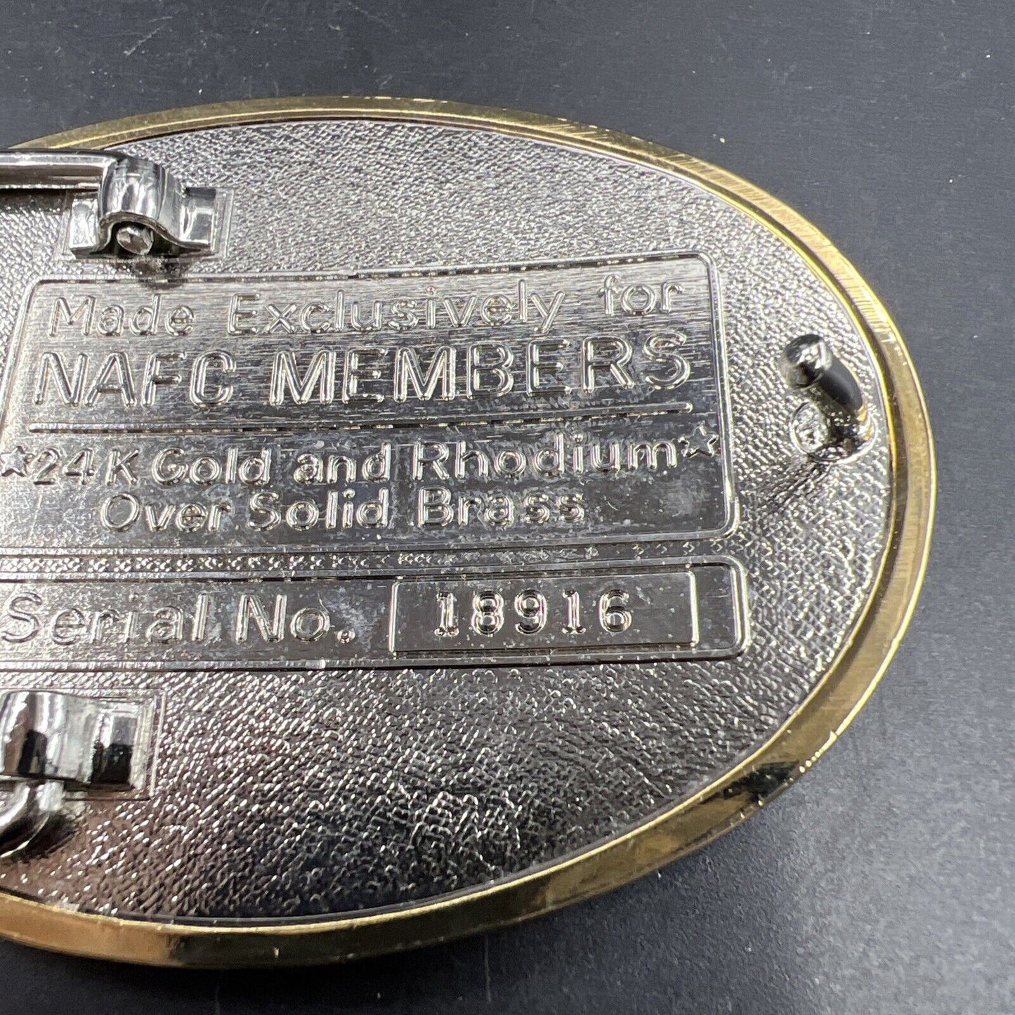 Charter Member North American Fishing club Gold Rhodium plated Brass Belt Buckle