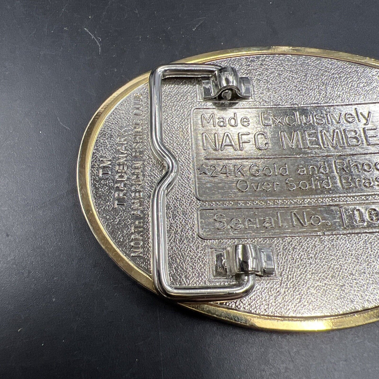 Charter Member North American Fishing club Gold Rhodium plated Brass Belt Buckle
