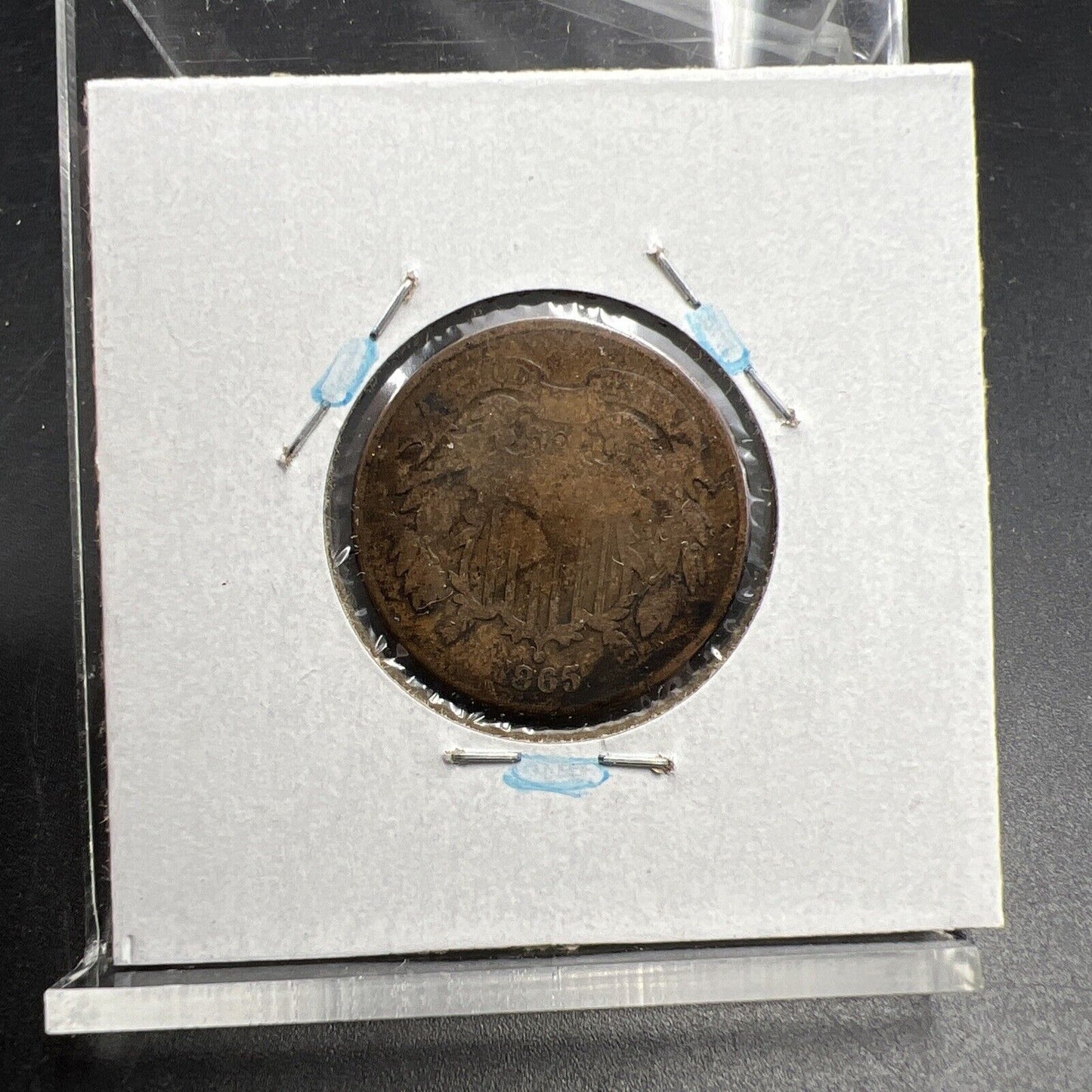 1865 2c Two Cent Shield US Type Coin VG Very Good Circ Fancy 5 Variety