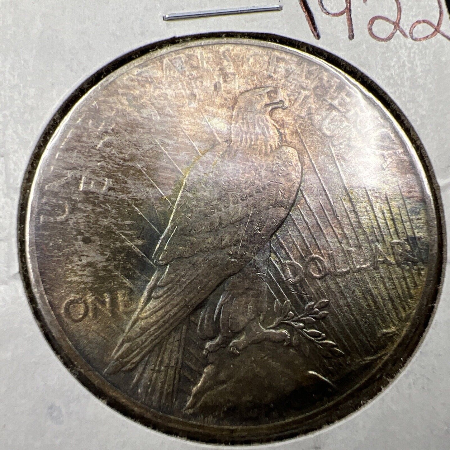 1922 P $1 Peace Silver Dollar Coin Choice AU About UNC Nice Toning Toner