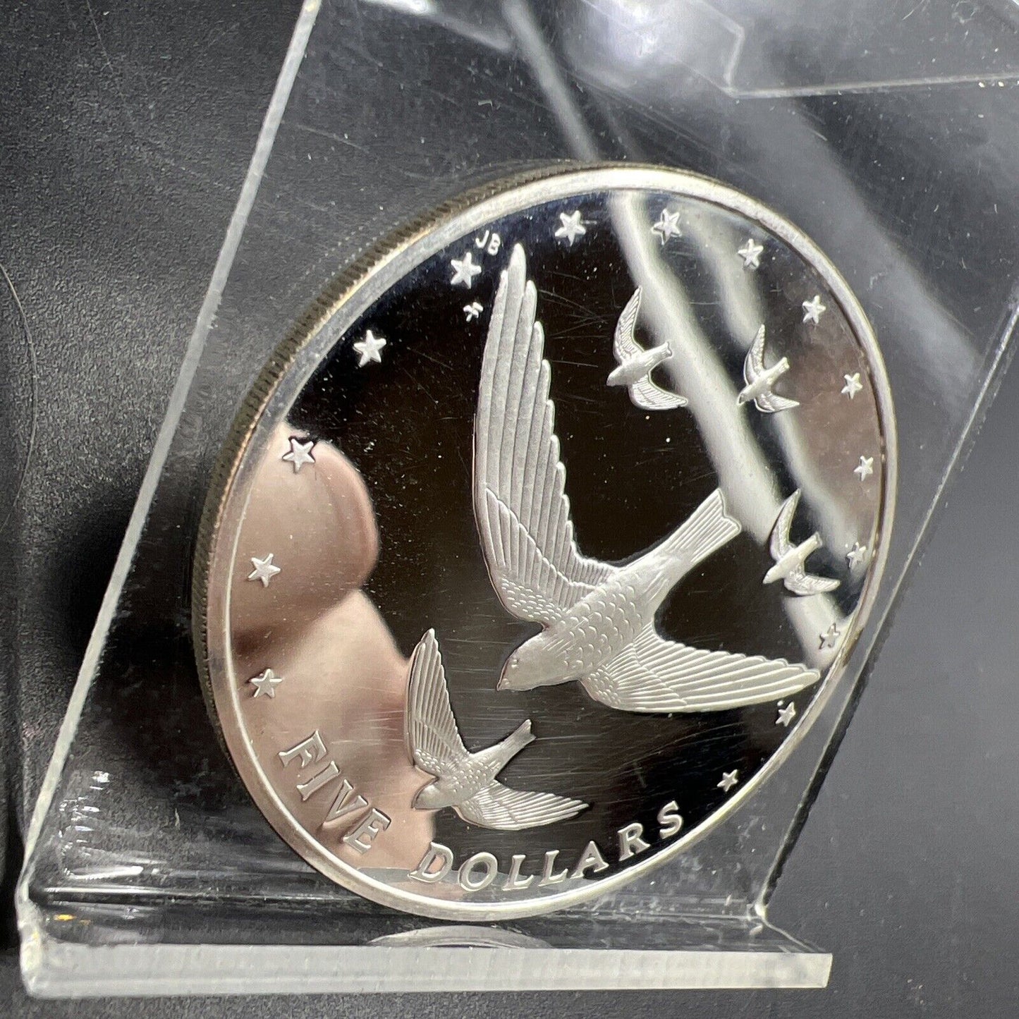 1977 Cook Islands Atiu Swiftlet Ultra Cameo Crown Silver Proof Details Hairlines