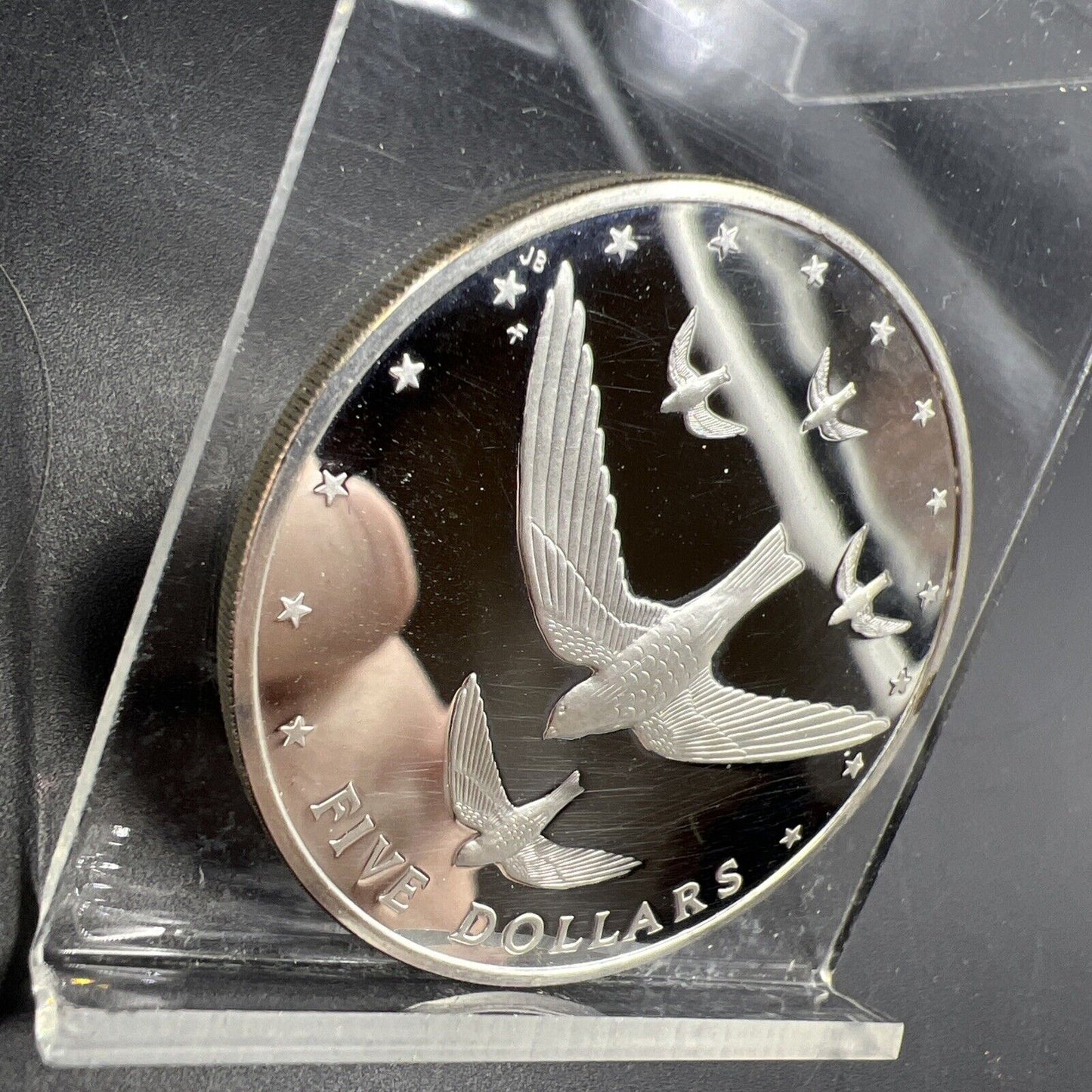 1977 Cook Islands Atiu Swiftlet Ultra Cameo Crown Silver Proof Details Hairlines