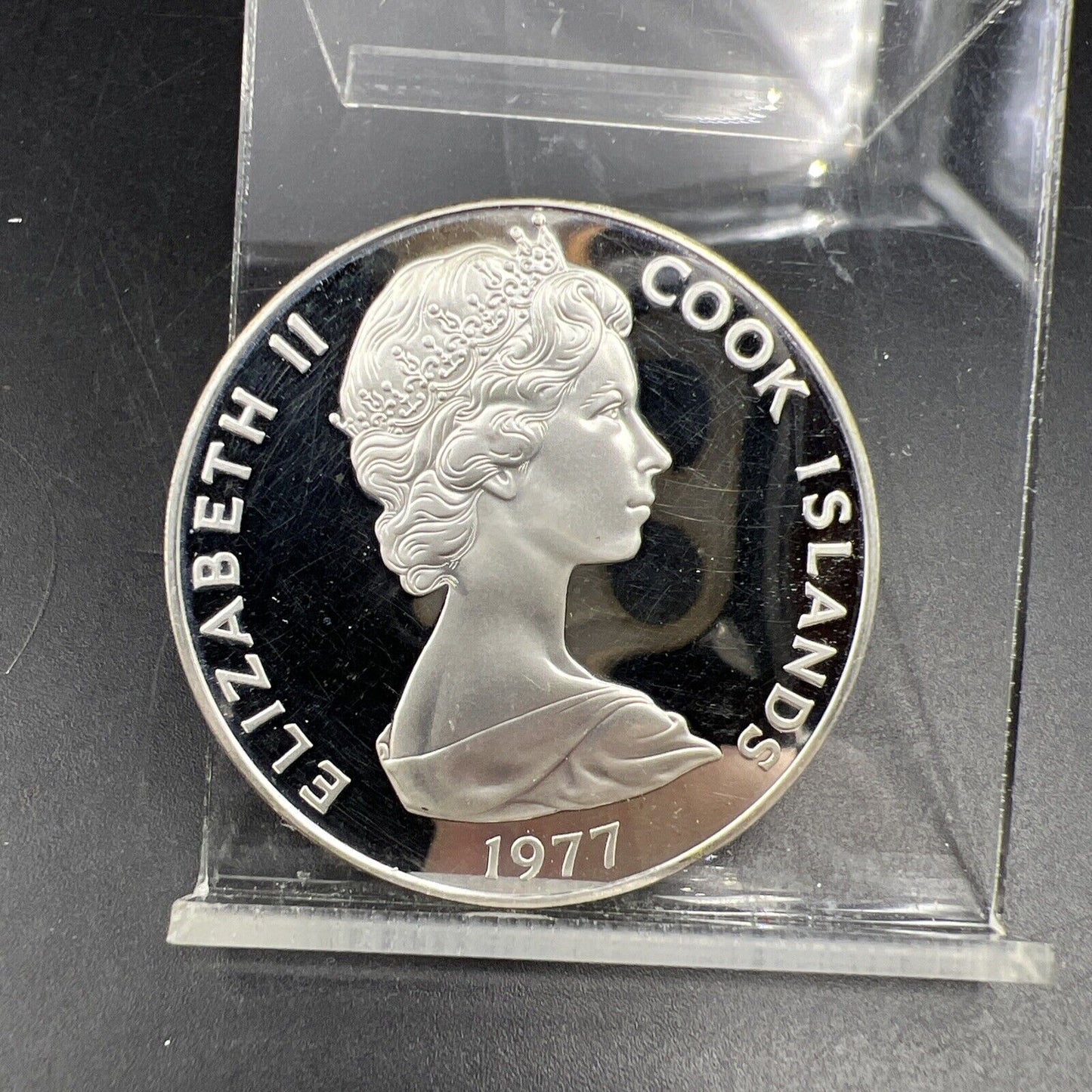 1977 Cook Islands Atiu Swiftlet Ultra Cameo Crown Silver Proof Details Hairlines
