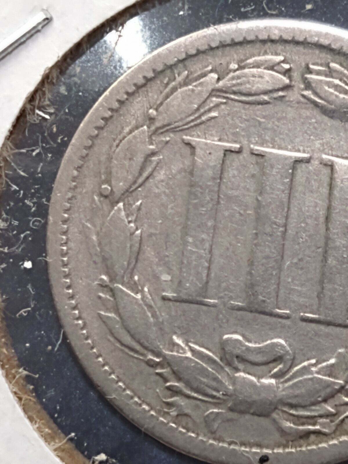 1866 P 3c Liberty Three Cent Nickel Coin CH VF Clashed Dies Error Variety