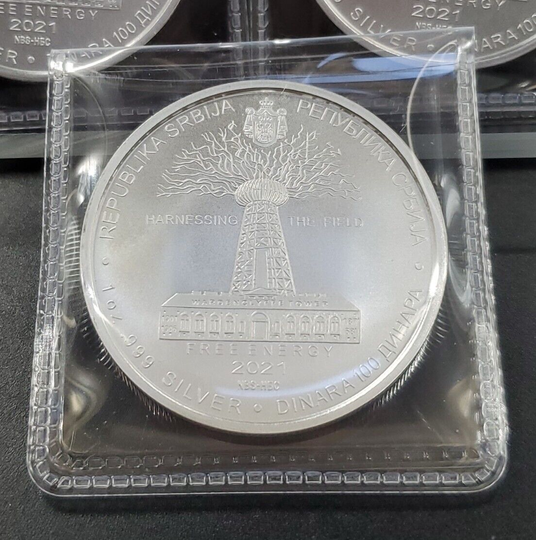 2021 Serbia 1 oz Silver 100 Dinar Nikola Tesla : Harnessing The Field GEM BU UNC