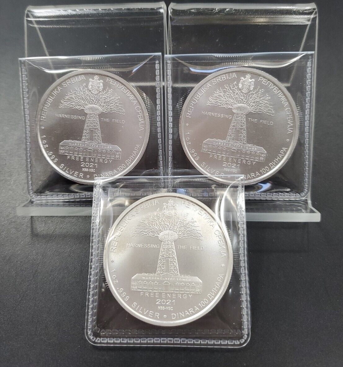 2021 Serbia 1 oz Silver 100 Dinar Nikola Tesla : Harnessing The Field GEM BU UNC