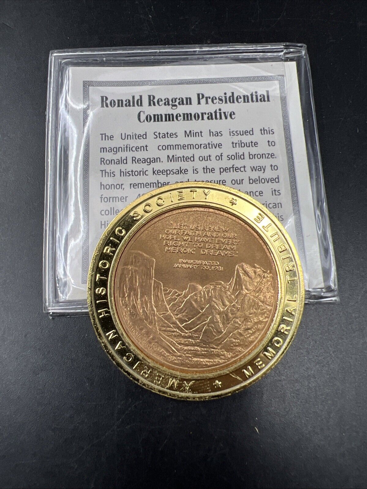 US Mint Presidential Bronze Medal Coin President Ronald Reagan in Overlap
