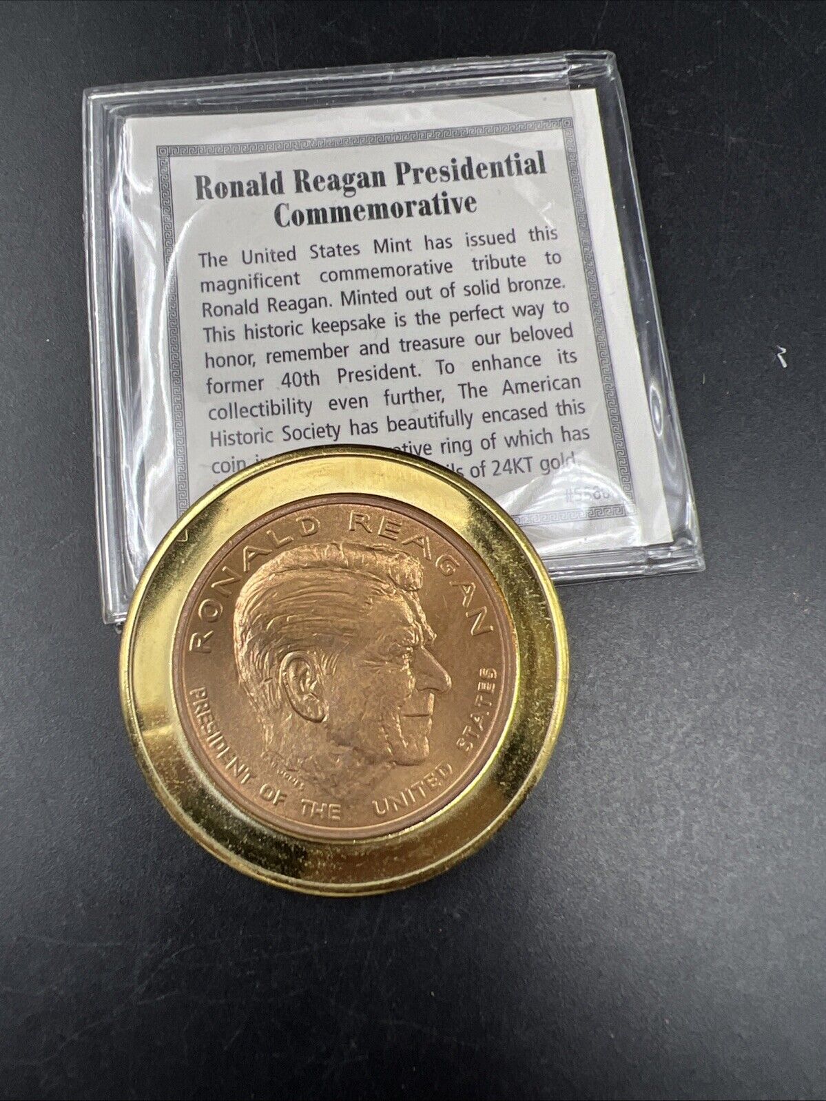 US Mint Presidential Bronze Medal Coin President Ronald Reagan in Overlap