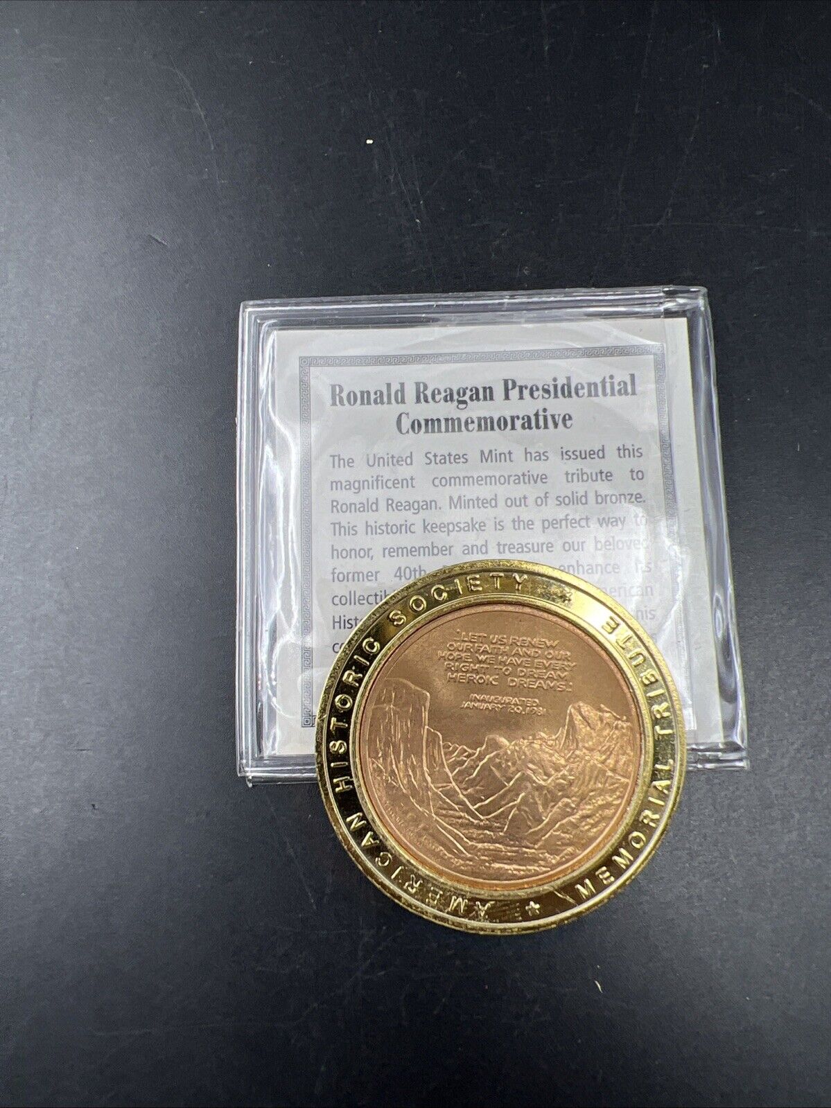 US Mint Presidential Bronze Medal Coin President Ronald Reagan in Overlap