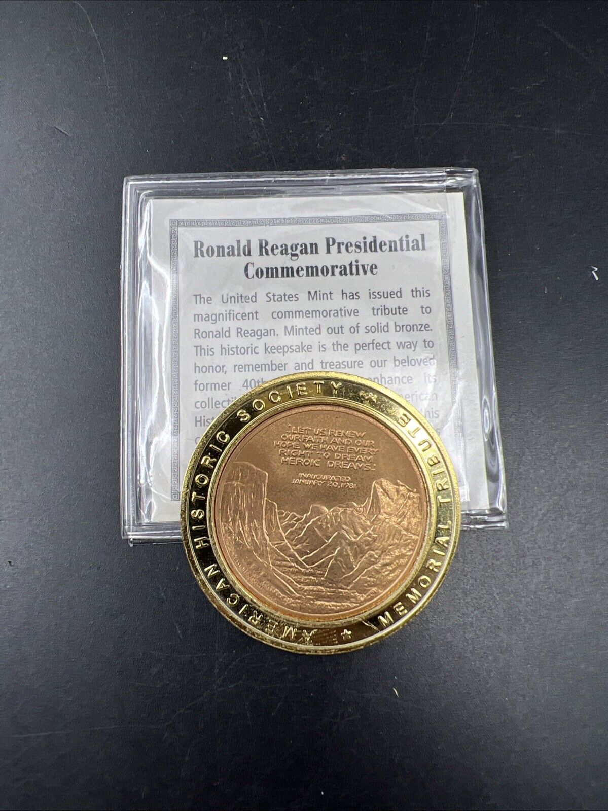 US Mint Presidential Bronze Medal Coin President Ronald Reagan in Overlap