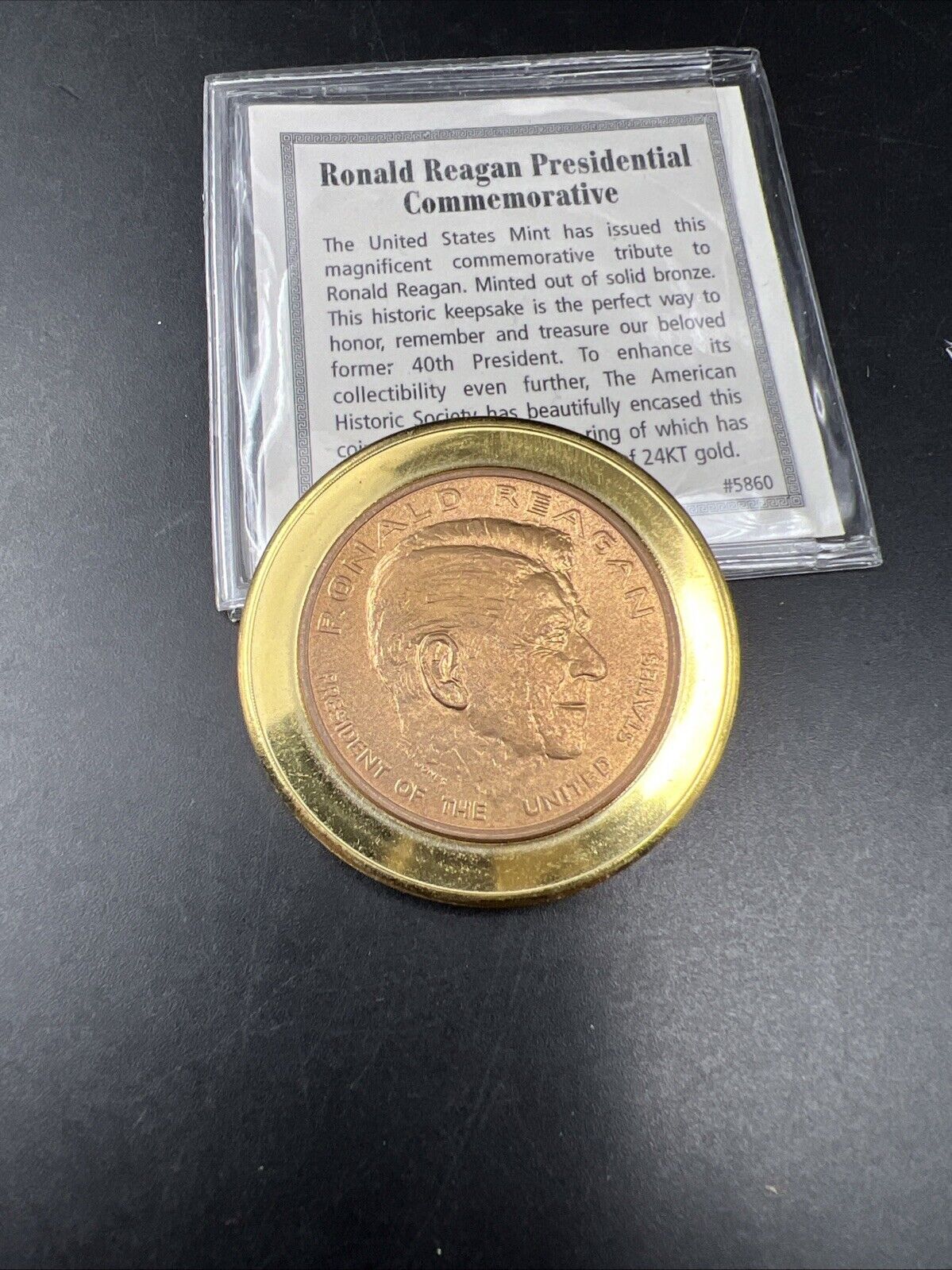 US Mint Presidential Bronze Medal Coin President Ronald Reagan in Overlap