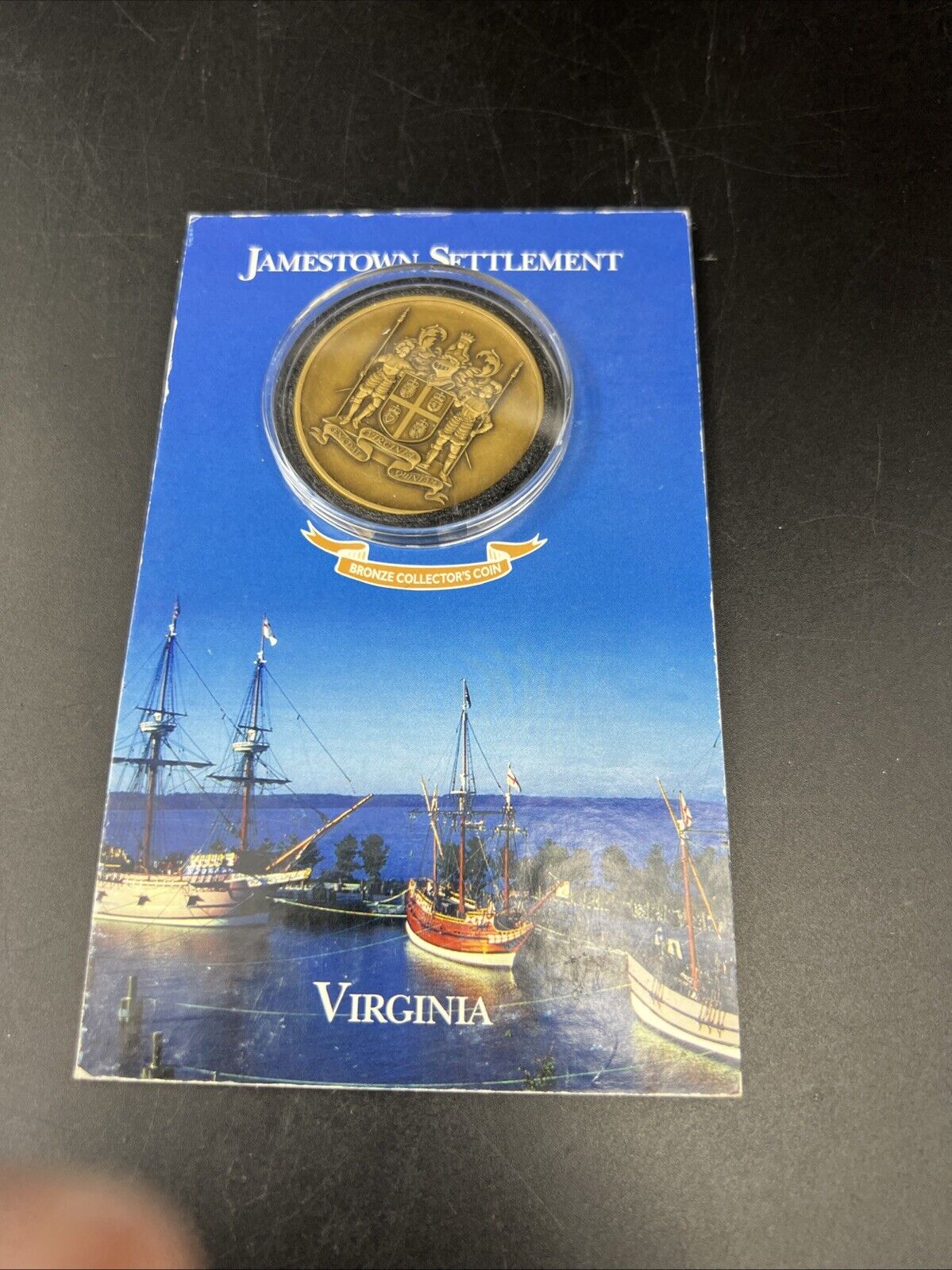 Jamestown Bronze Collector's Coin Medal in Capsule & Display Card UNC