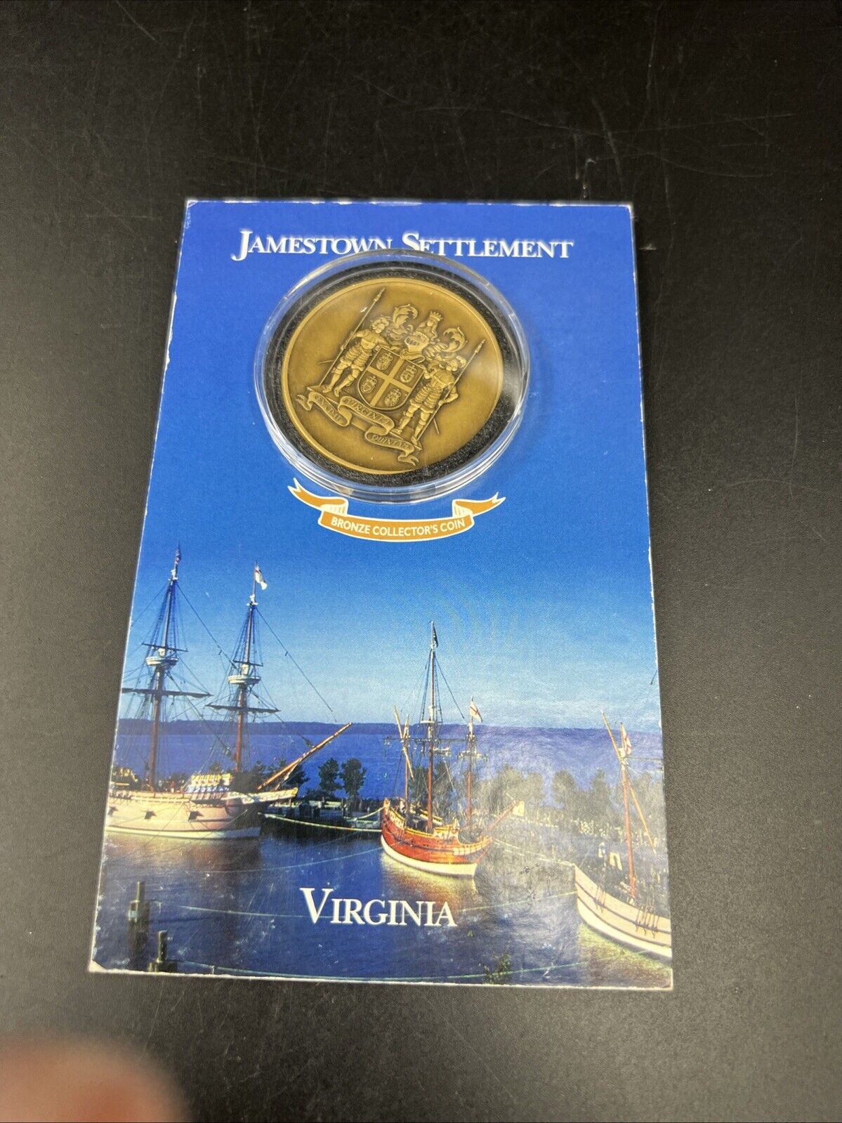 Jamestown Bronze Collector's Coin Medal in Capsule & Display Card UNC