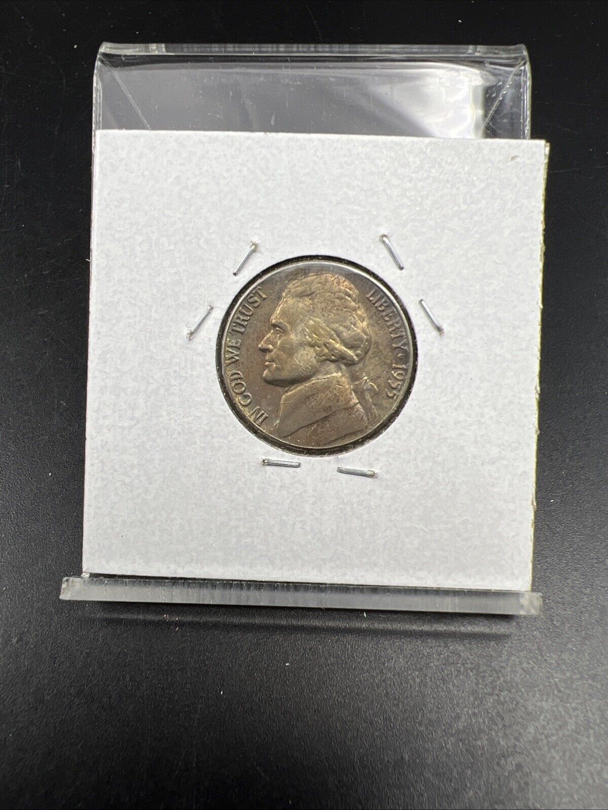 1955 P 5c Jefferson Nickel Neat Toning Toner XF / AU Circ