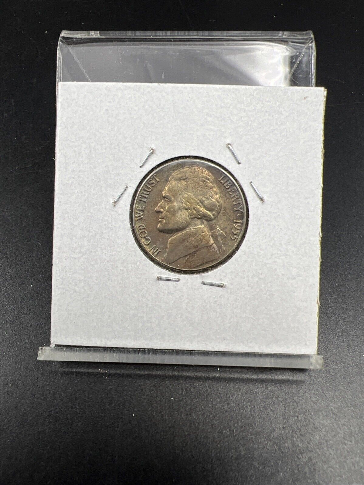 1955 P 5c Jefferson Nickel Neat Toning Toner XF / AU Circ