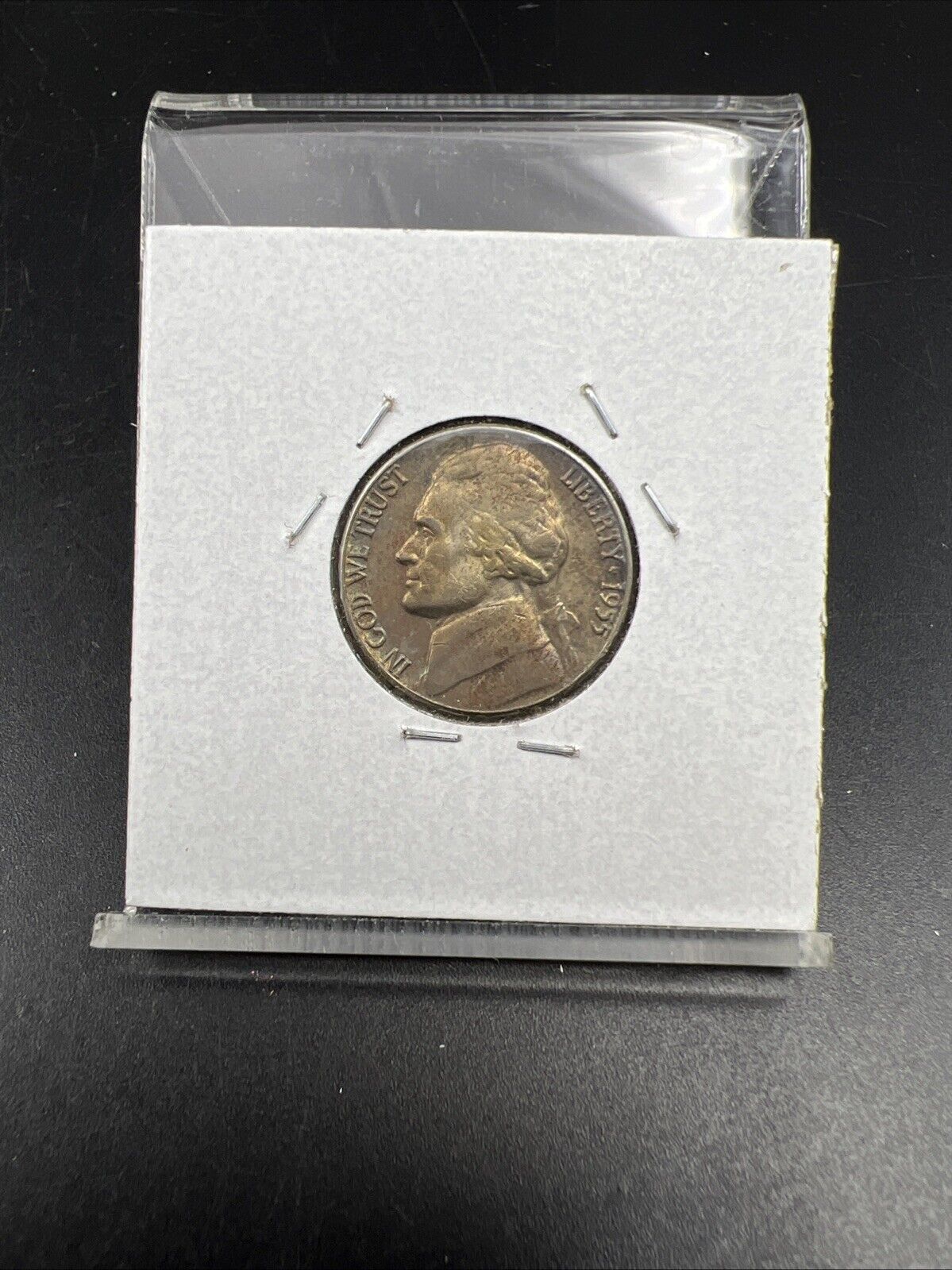 1955 P 5c Jefferson Nickel Neat Toning Toner XF / AU Circ