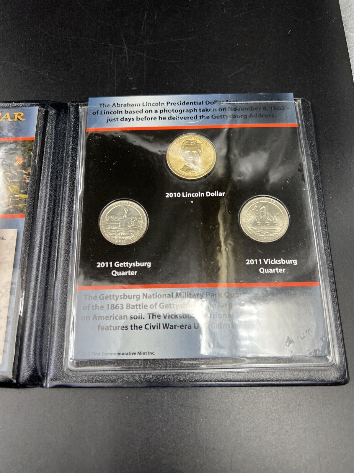 American Civil War Collection Lincoln Presidential Dollar & 2 ATB Quarters