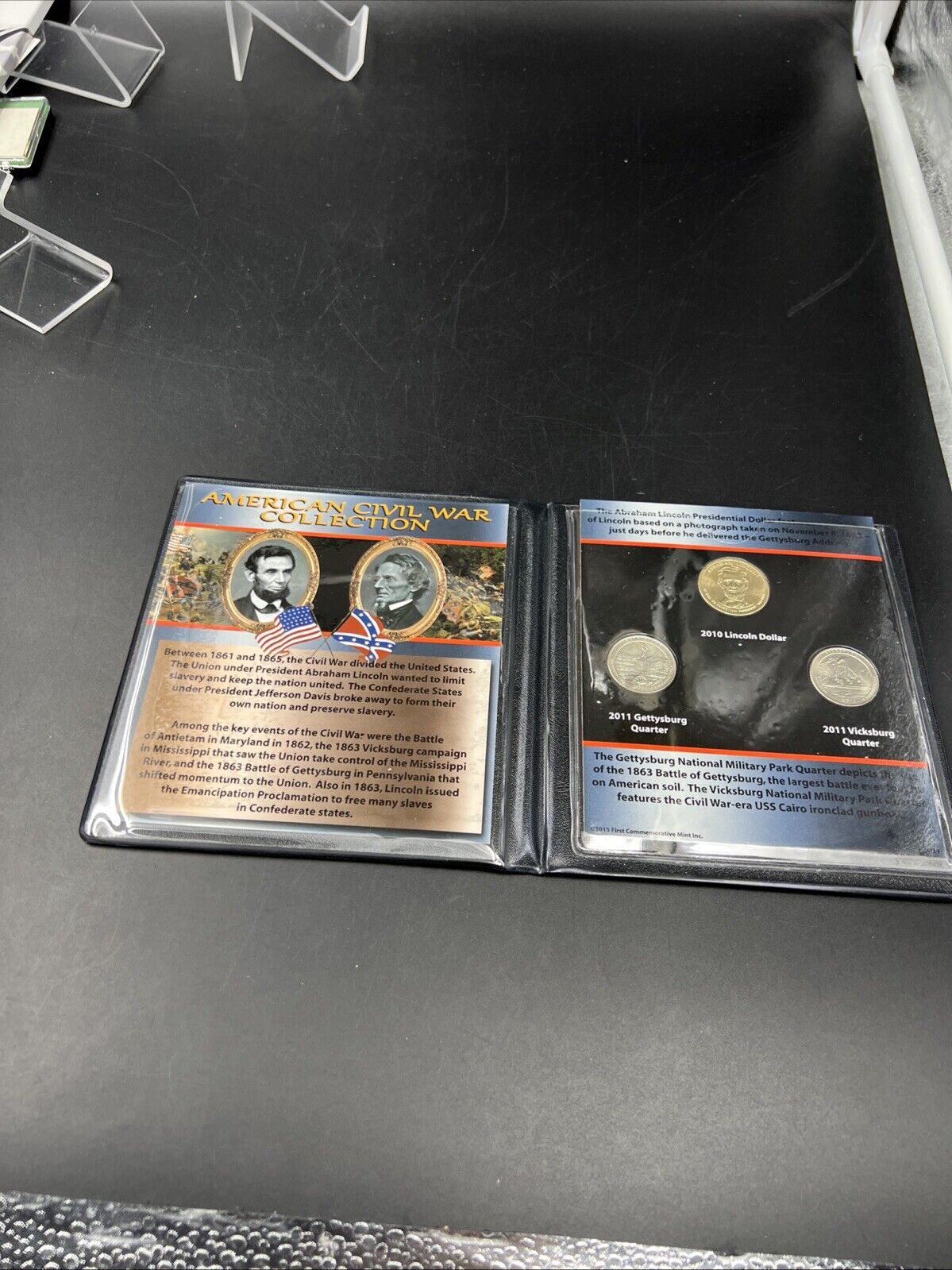 American Civil War Collection Lincoln Presidential Dollar & 2 ATB Quarters