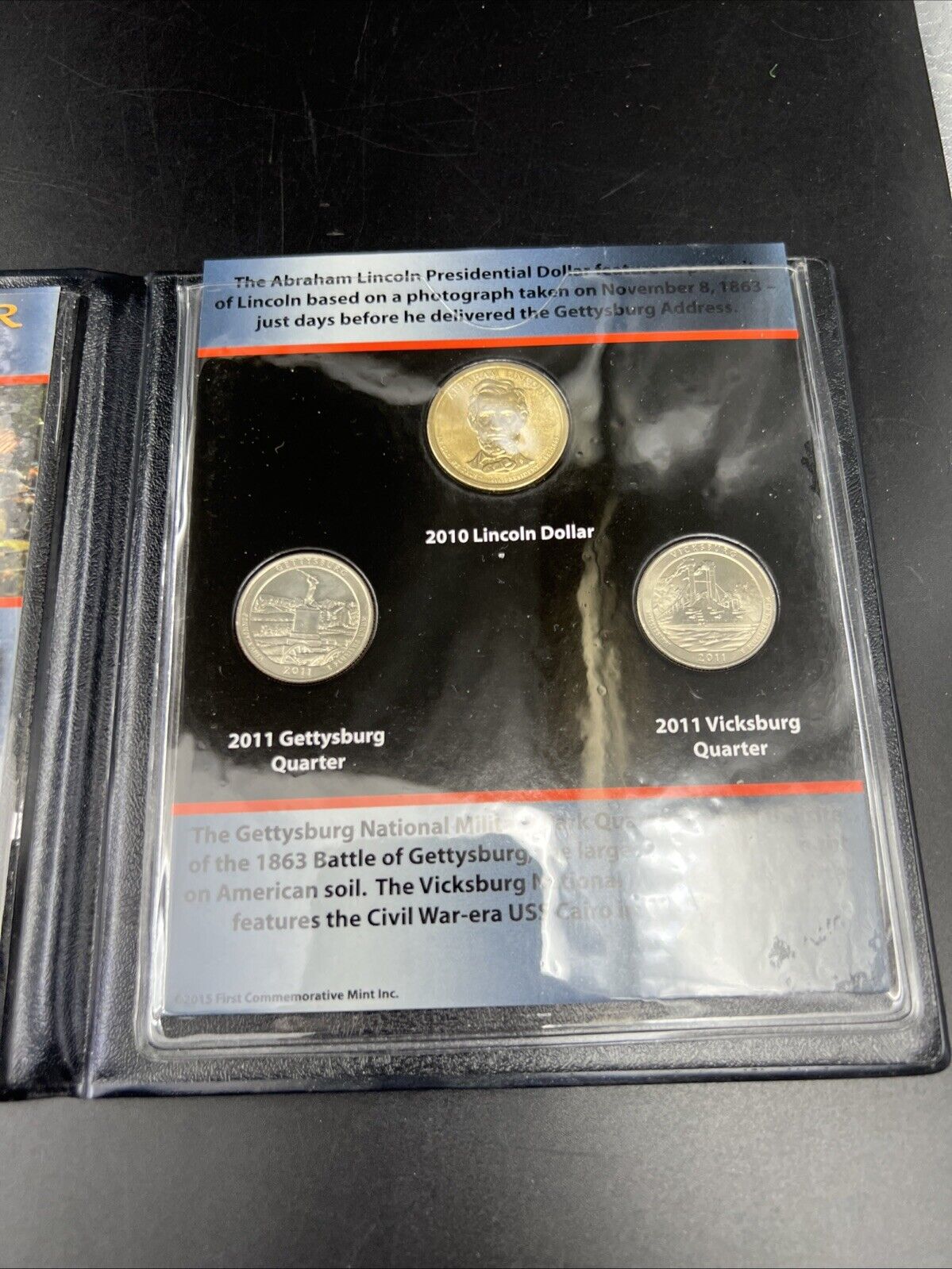 American Civil War Collection Lincoln Presidential Dollar & 2 ATB Quarters