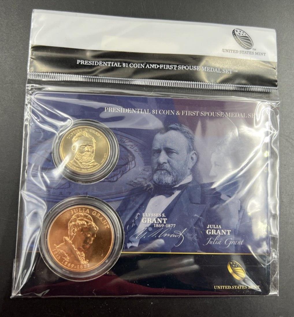 2011 Ulysses & Julia Grant Spouse Set $1 Presidential Coin Medal Bronze Set OGP