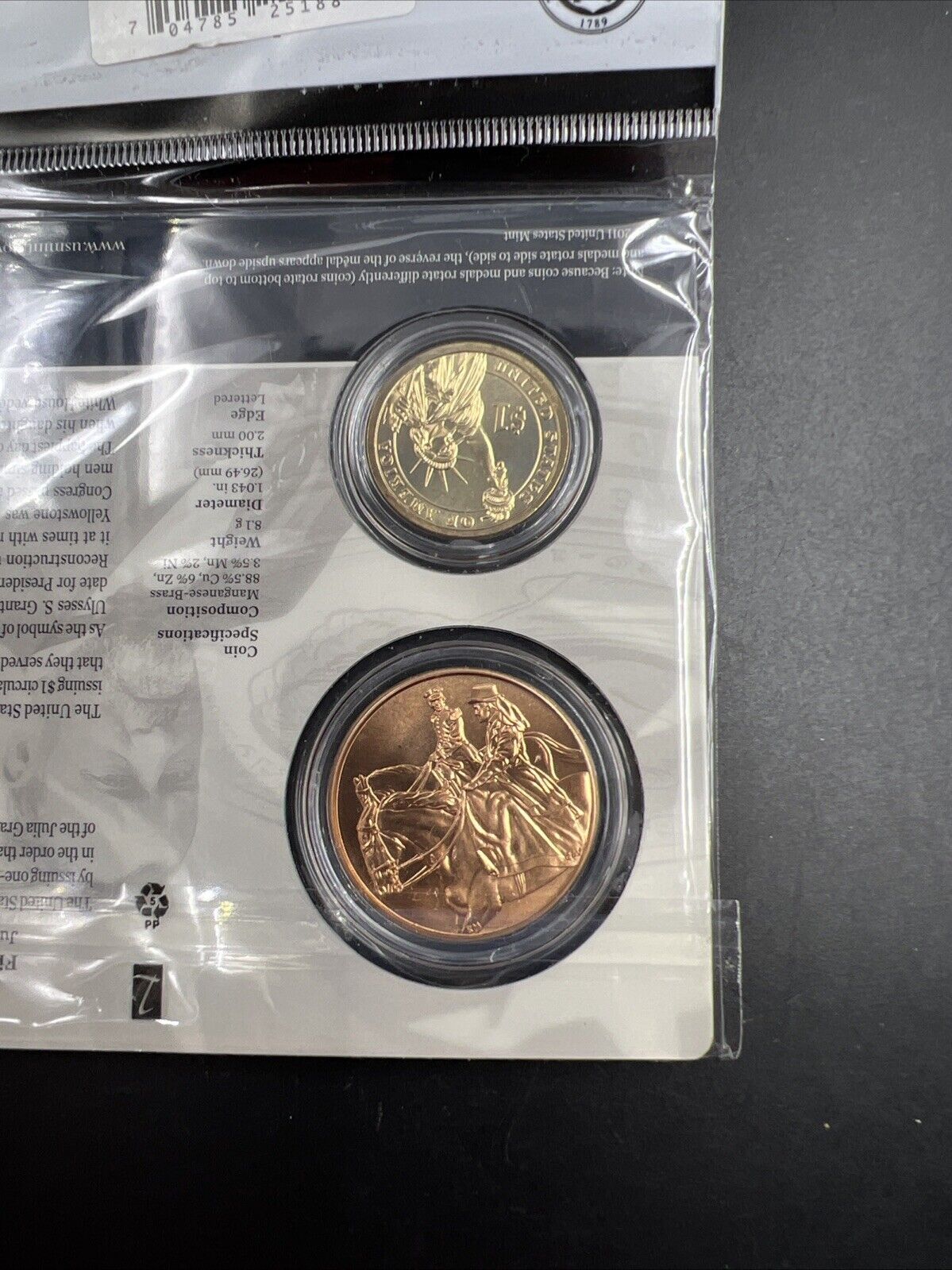 2011 Ulysses & Julia Grant Spouse Set $1 Presidential Coin Medal Bronze Set OGP
