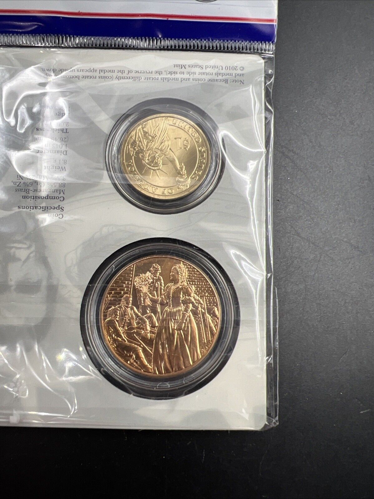 2010 Abraham Mary Lincoln Spouse Set $1 Presidential Coin & Medal Bronze Set OGP