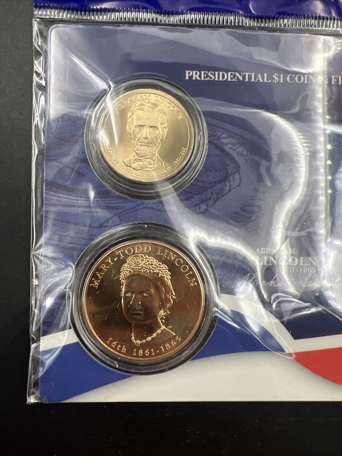 2010 Abraham Mary Lincoln Spouse Set $1 Presidential Coin & Medal Bronze Set OGP