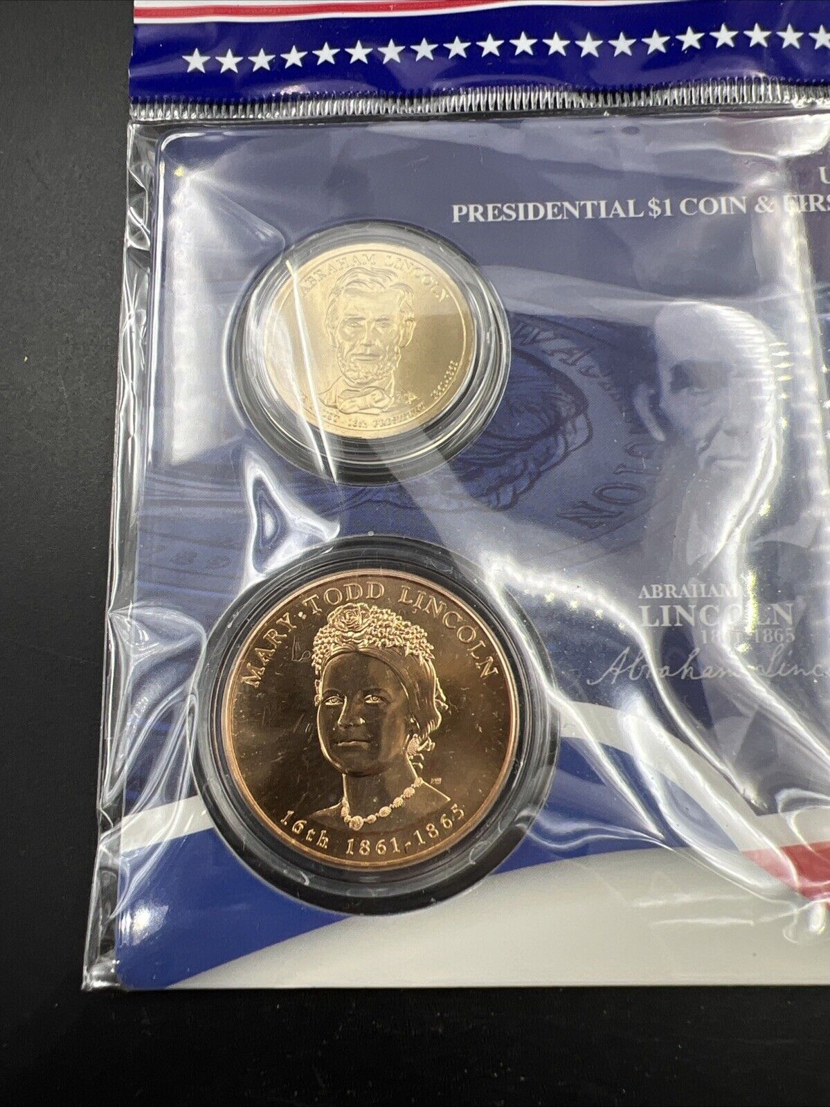 2010 Abraham Mary Lincoln Spouse Set $1 Presidential Coin & Medal Bronze Set OGP