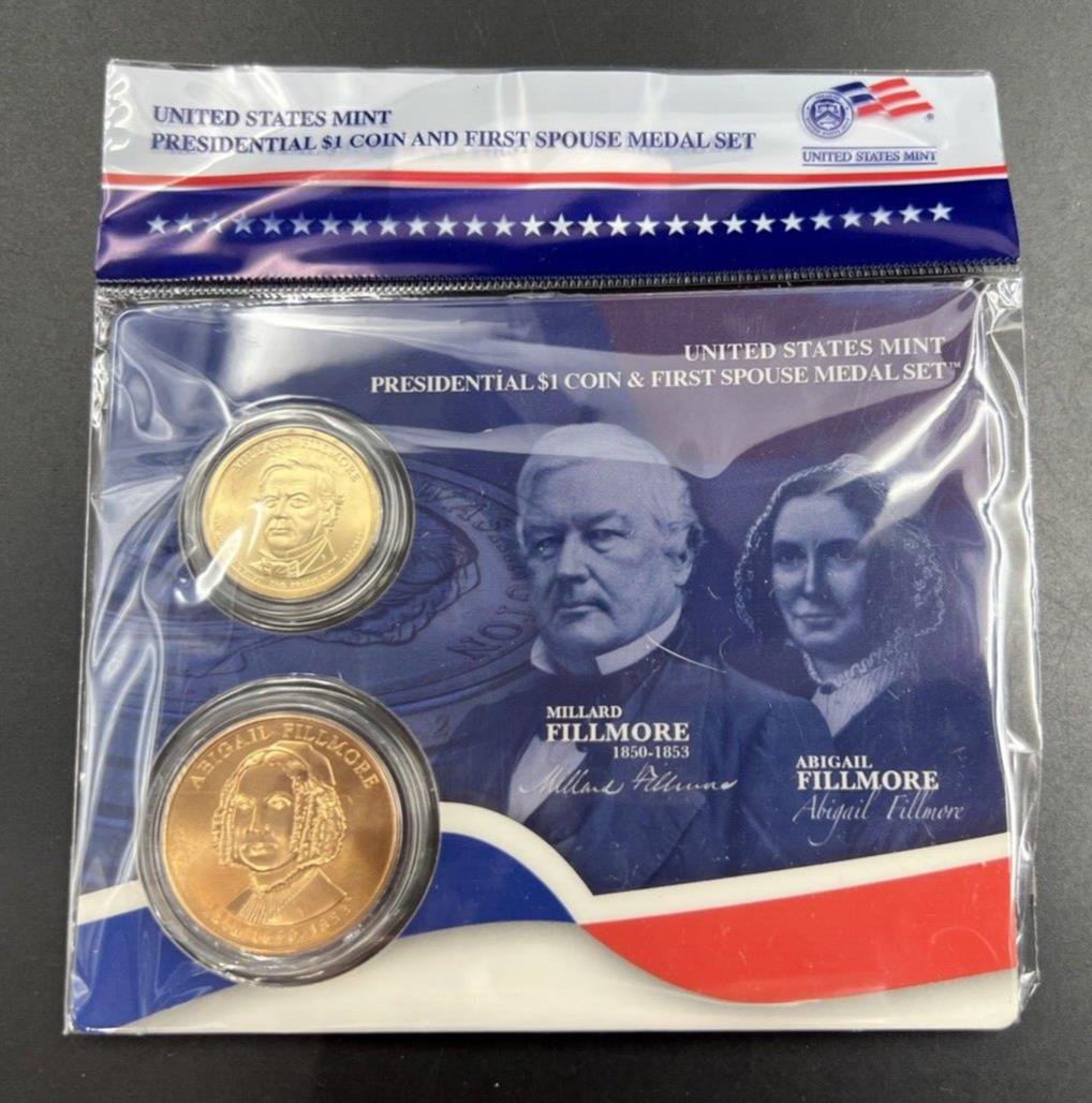 2010 Millard Abigail Fillmore Spouse $1 Presidential Coin & Medal Bronze Set OGP
