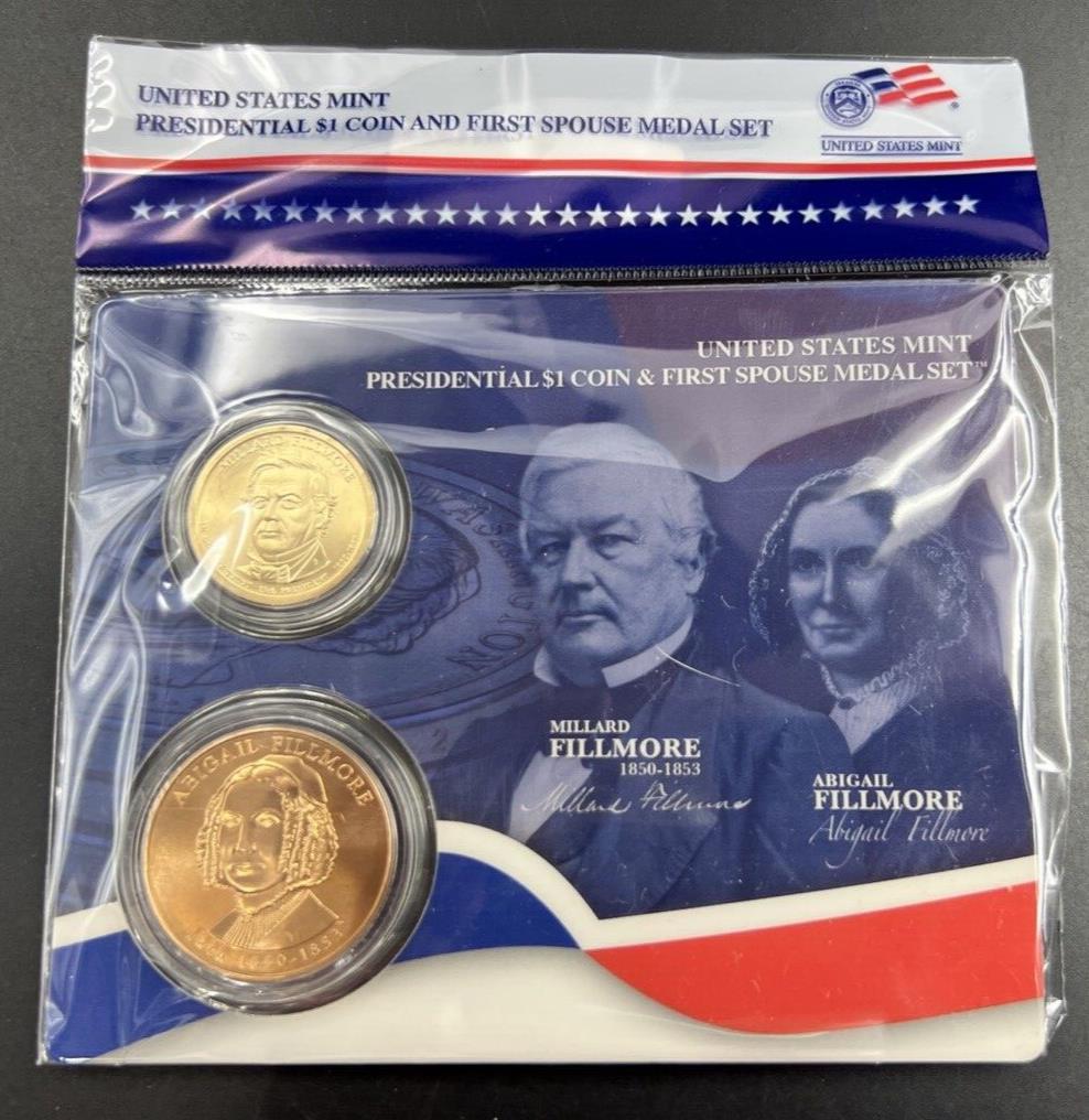 2010 Millard Abigail Fillmore Spouse $1 Presidential Coin & Medal Bronze Set OGP