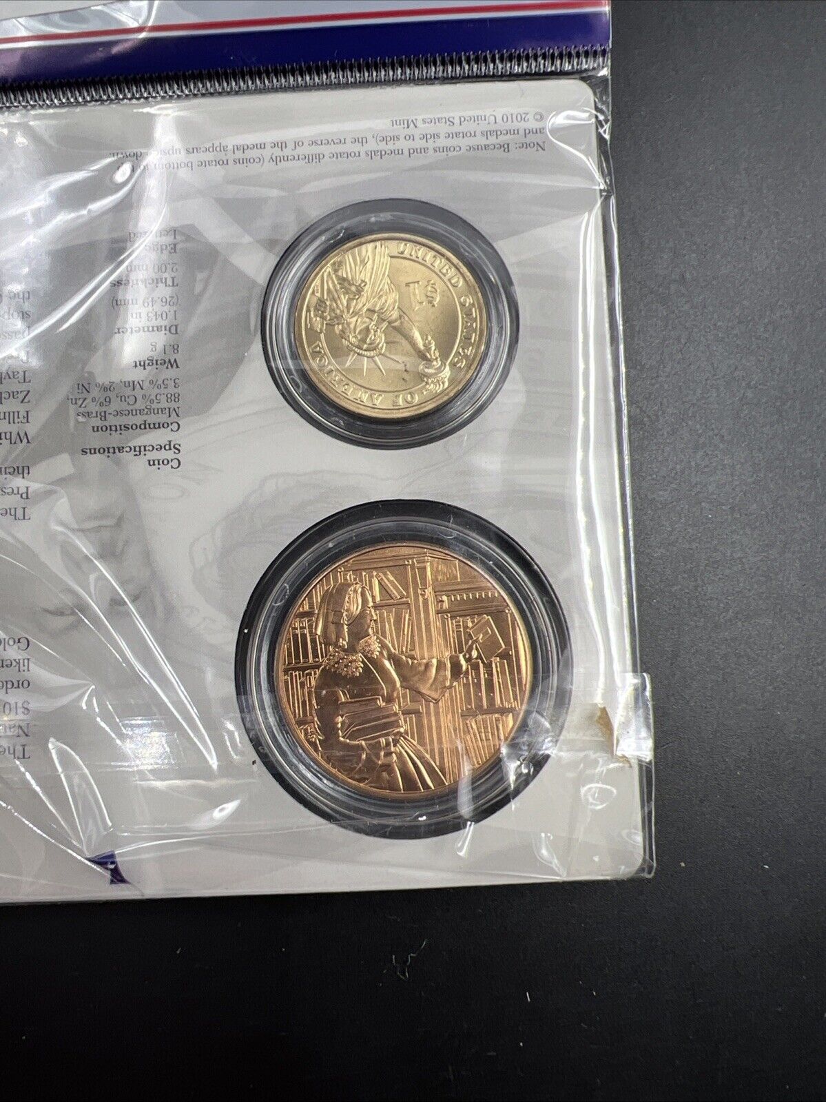 2010 Millard Abigail Fillmore Spouse $1 Presidential Coin & Medal Bronze Set OGP