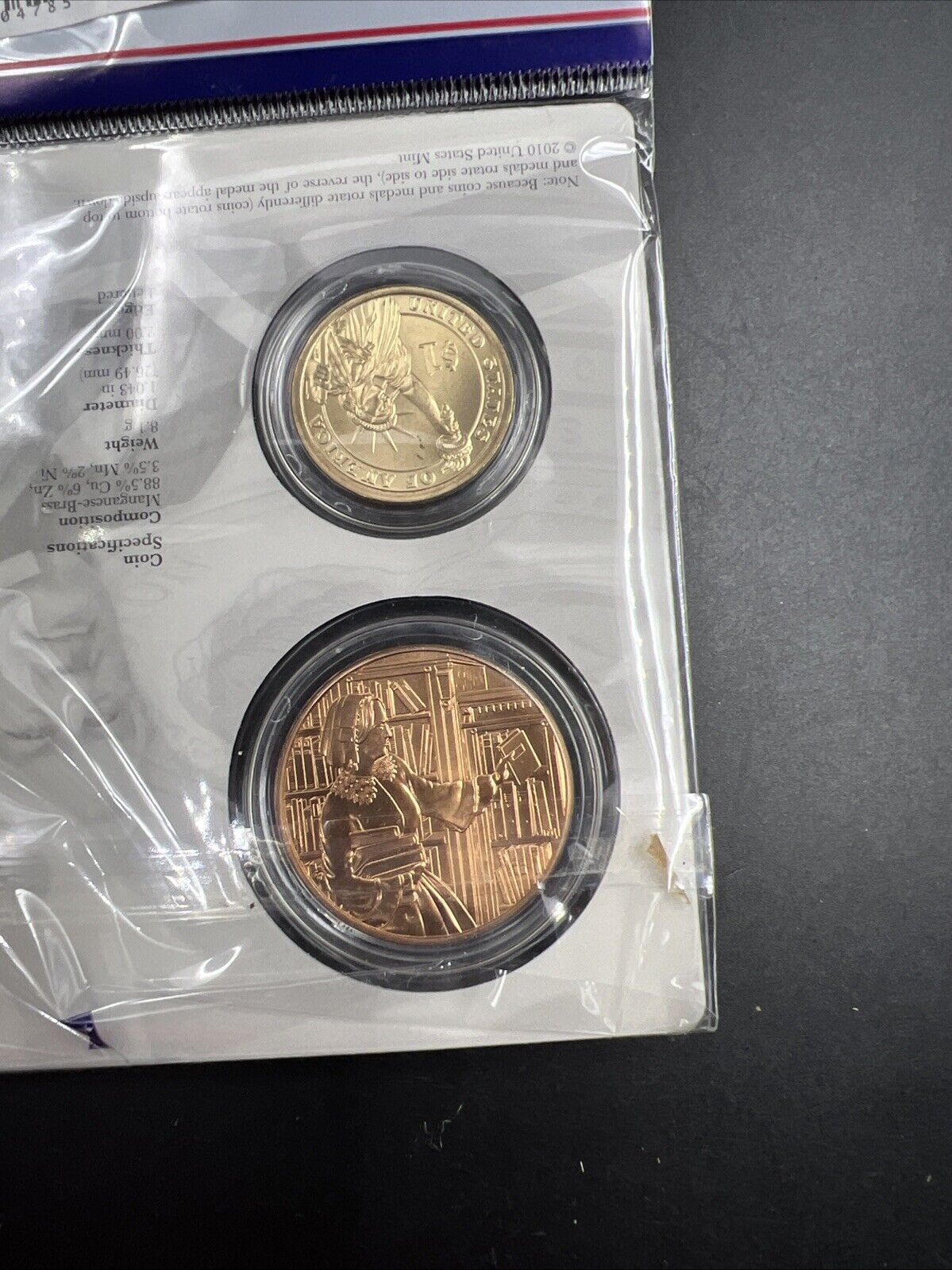 2010 Millard Abigail Fillmore Spouse $1 Presidential Coin & Medal Bronze Set OGP