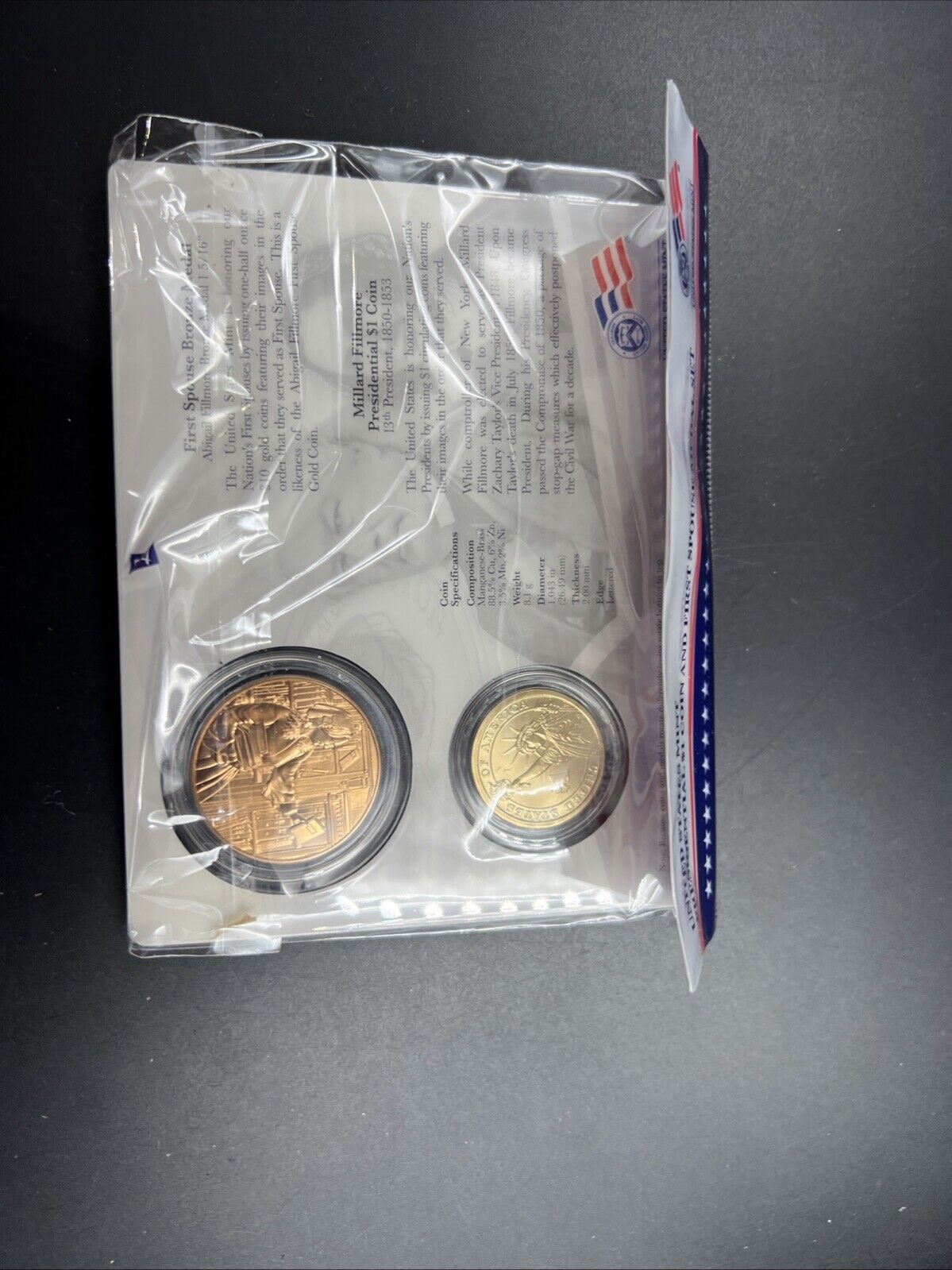 2010 Millard Abigail Fillmore Spouse $1 Presidential Coin & Medal Bronze Set OGP