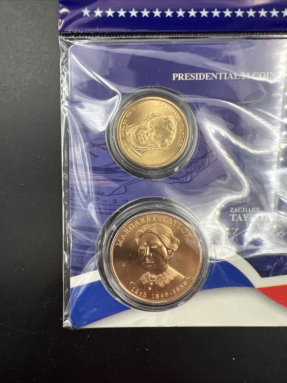 2009 Zachary & Margret Taylor Spouse $1 Presidential Coin & Medal Bronze Set OGP