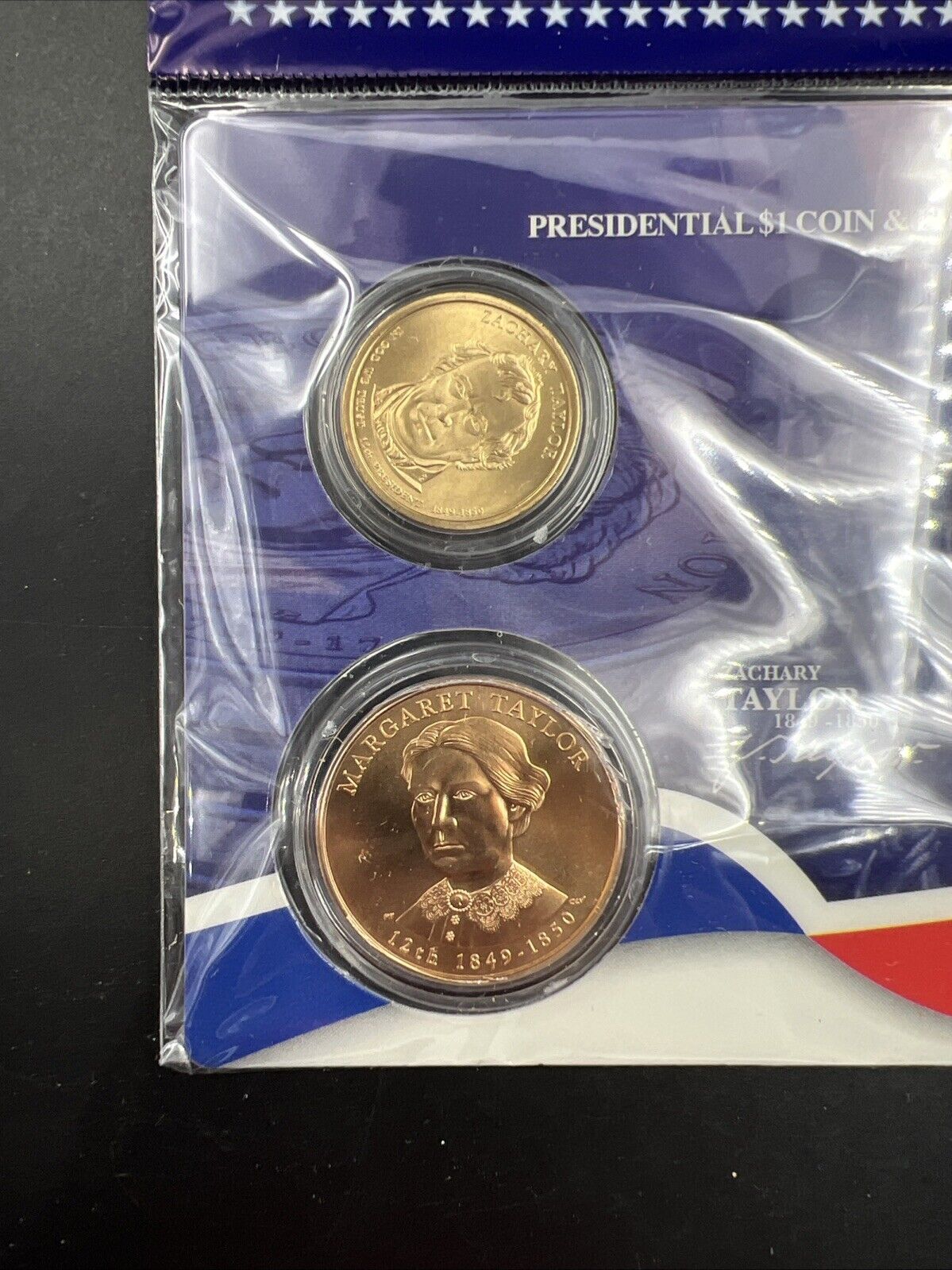 2009 Zachary & Margret Taylor Spouse $1 Presidential Coin & Medal Bronze Set OGP