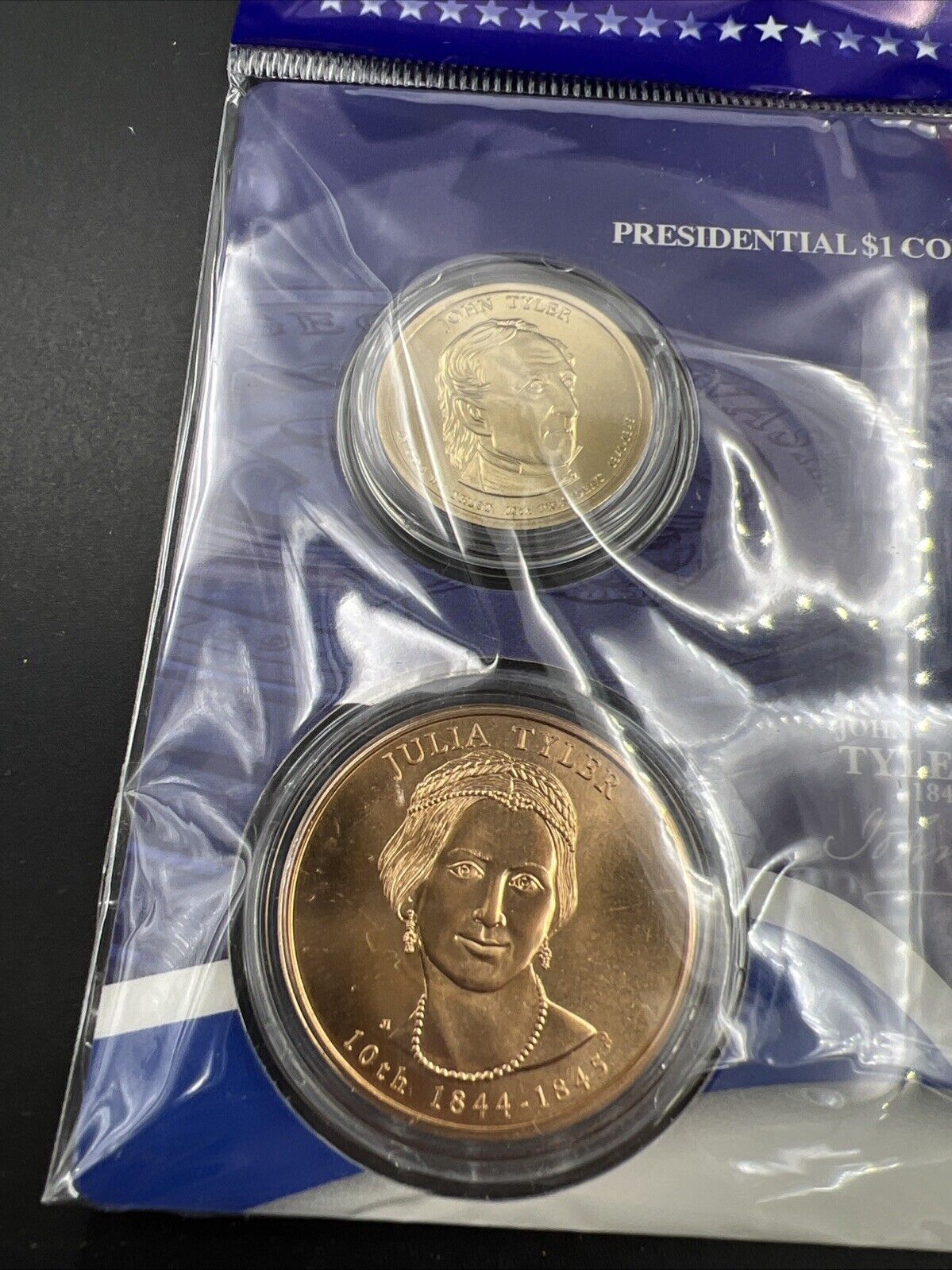 2009 John & Julia Tyler Spouse $1 Presidential Coin & Medal Bronze Set OGP