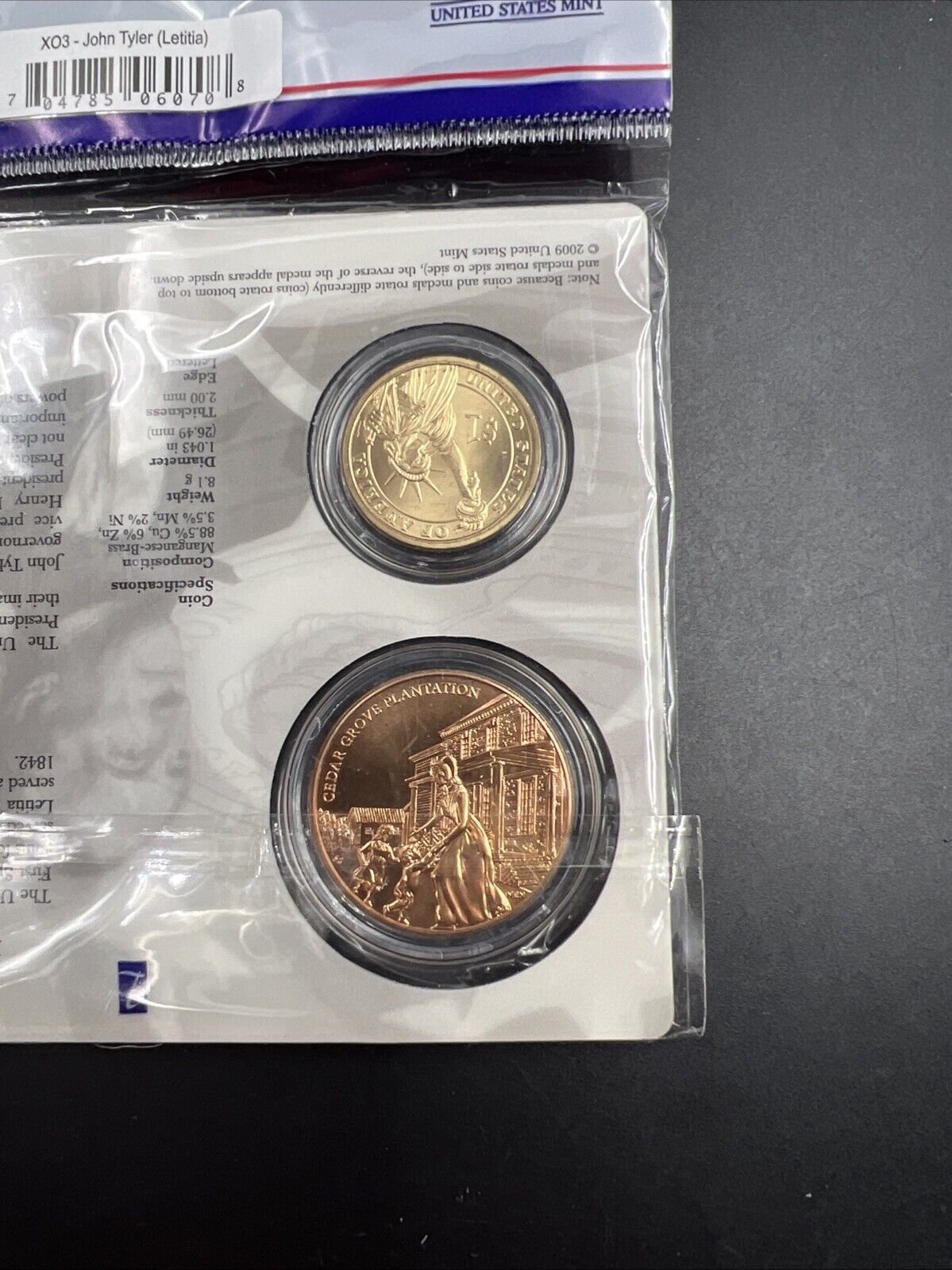 2009 John & Letitia Tyler Spouse $1 Presidential Coin & Medal Bronze Set OGP