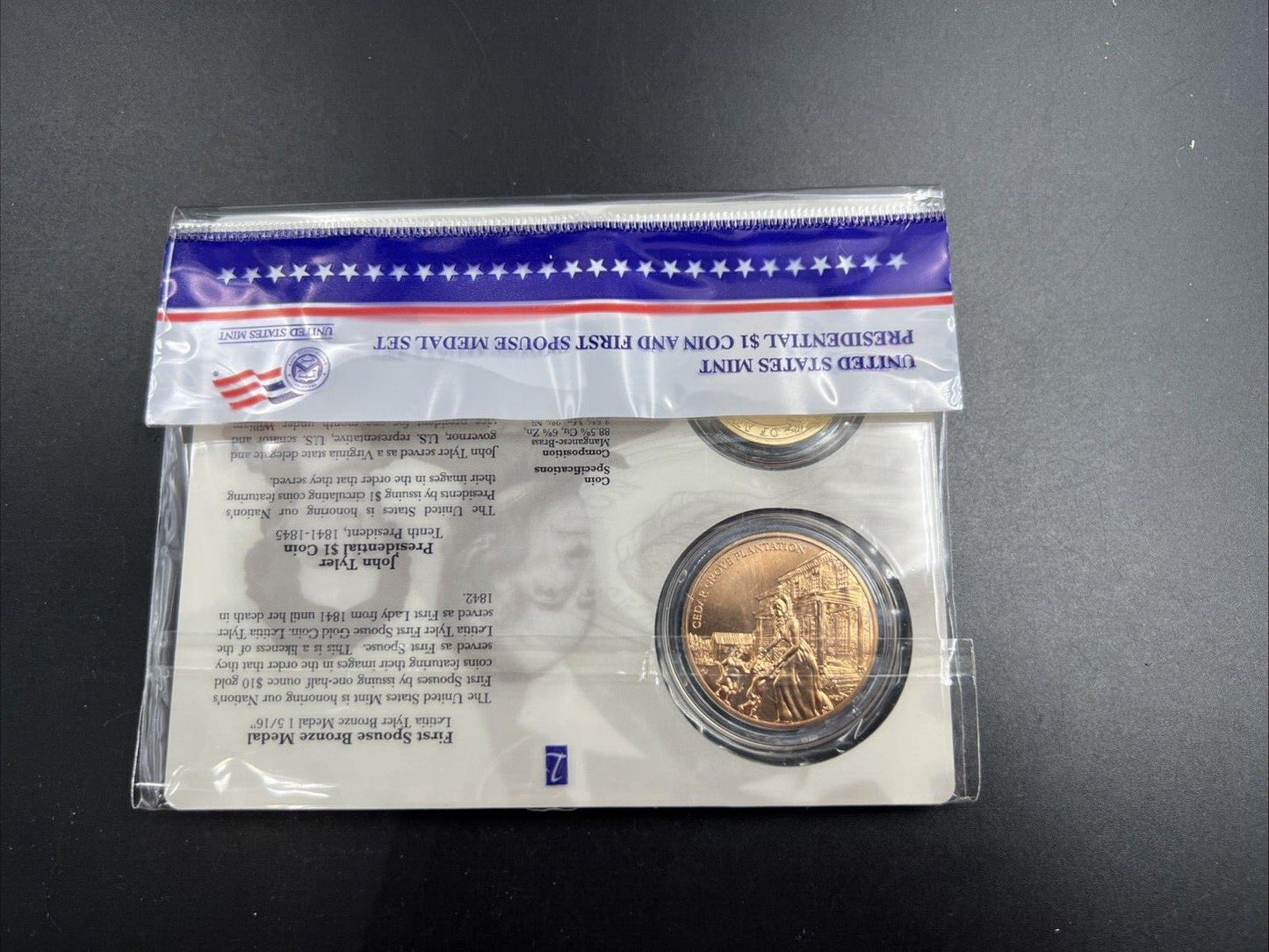 2009 John & Letitia Tyler Spouse $1 Presidential Coin & Medal Bronze Set OGP
