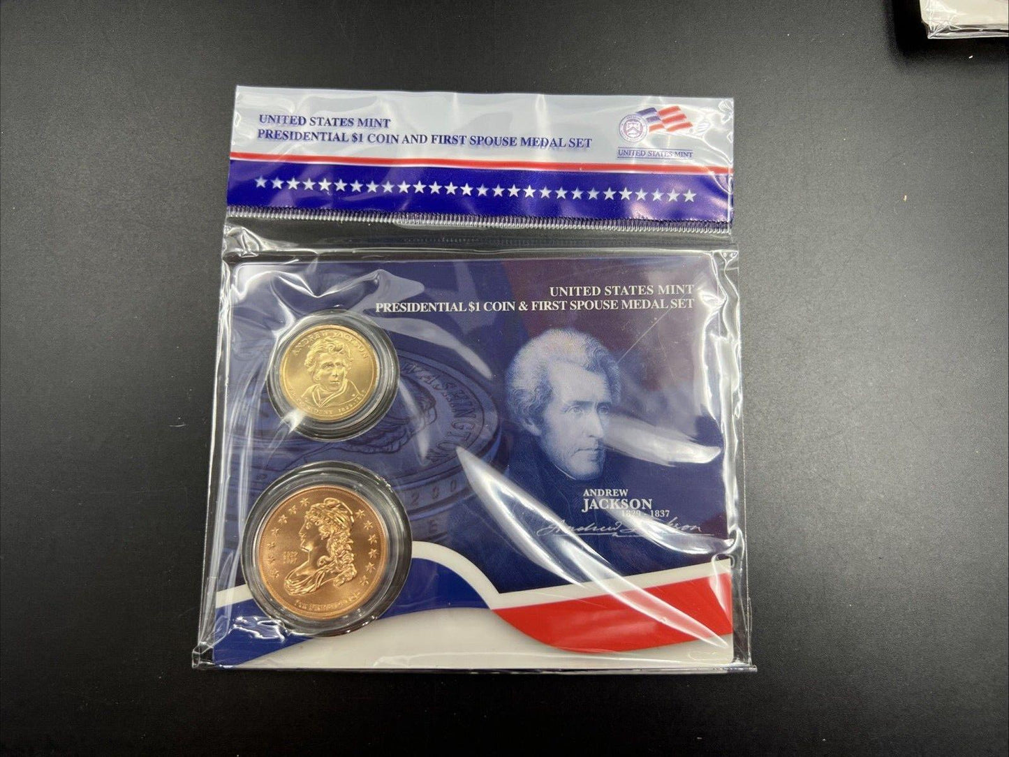 2008 Andrew Jackson $1 Presidential Coin & Medal Bronze Set OGP " Spouse "