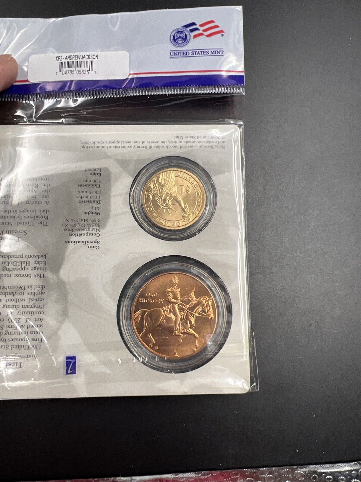 2008 Andrew Jackson $1 Presidential Coin & Medal Bronze Set OGP " Spouse "