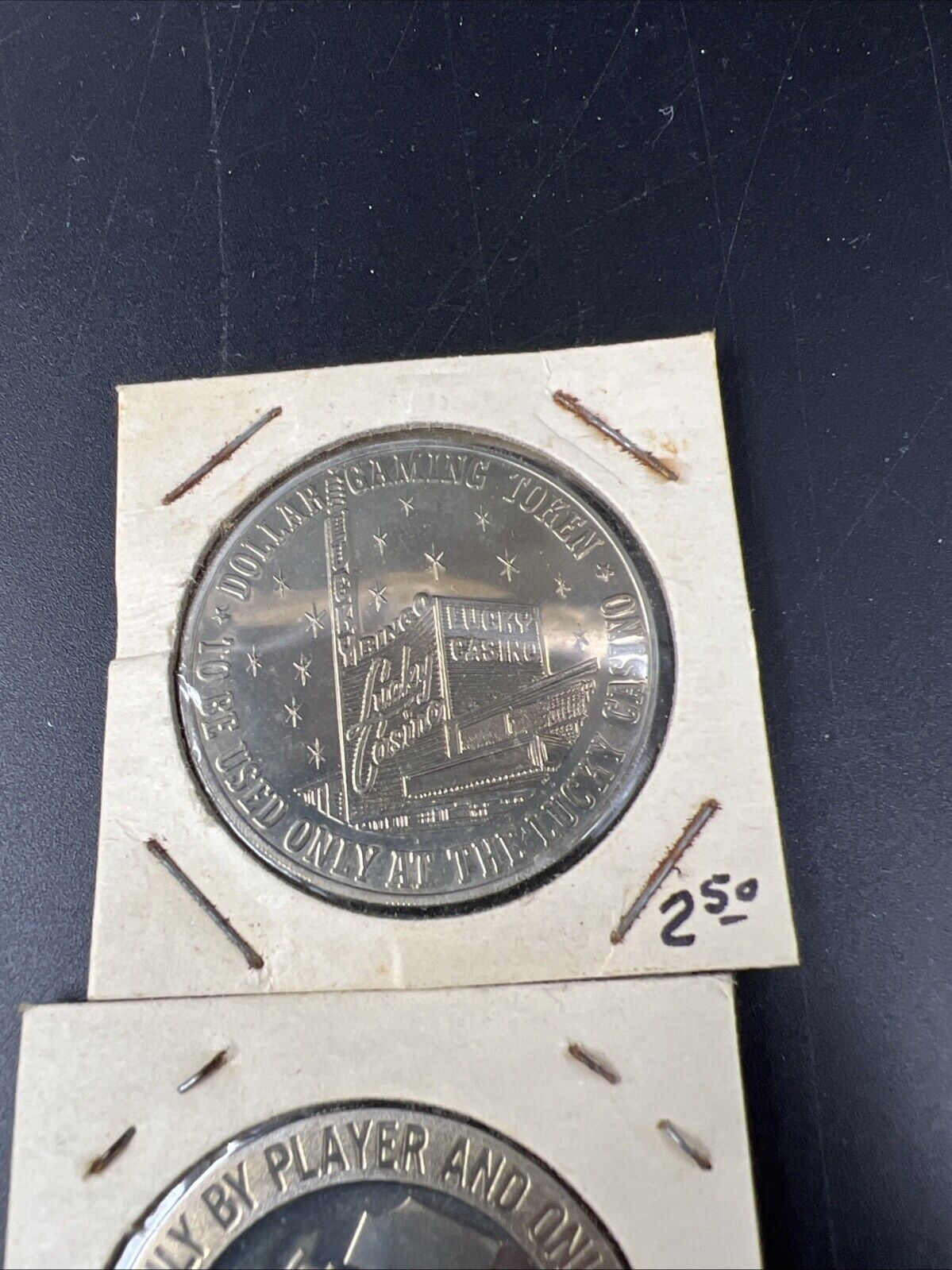 Lot of 2 Specimine / Proof Casino Tokens Sparks Nugget Reno & Lucky Las Vegas
